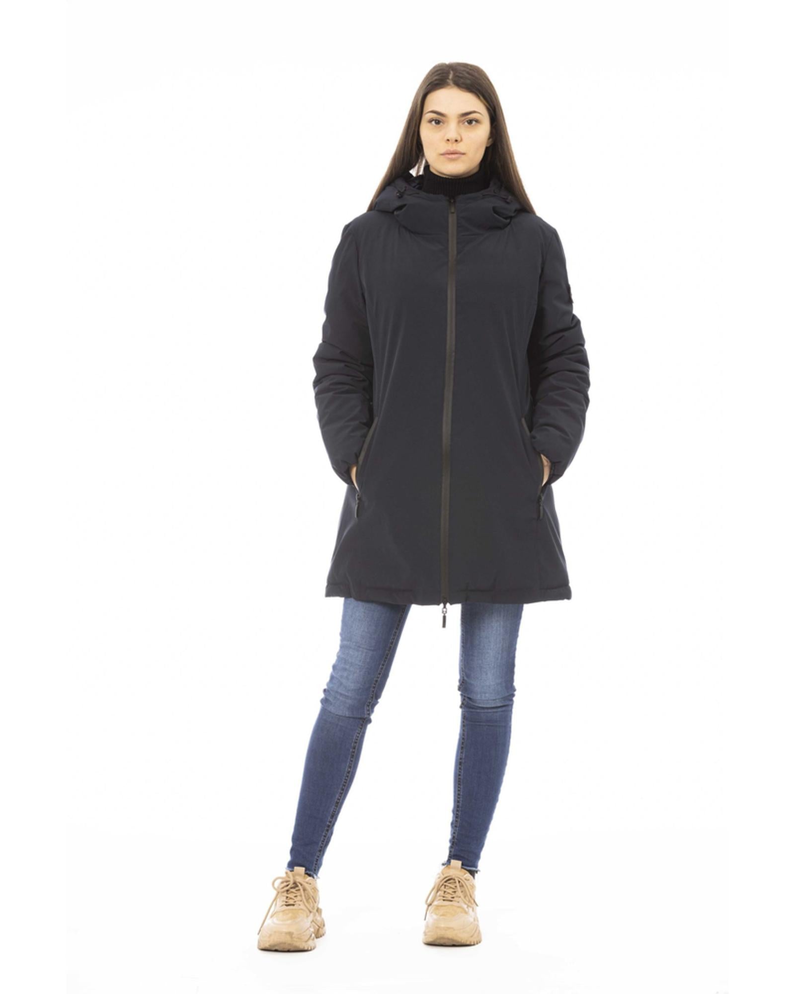 Monogrammed Long Down Jacket with Adjustable Hood L Women