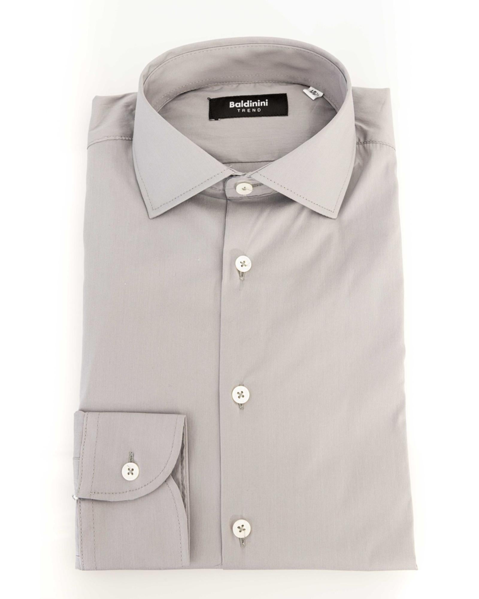 Slim Fit Button Front Shirt with Italian Collar and Logo Insert 44 IT Men