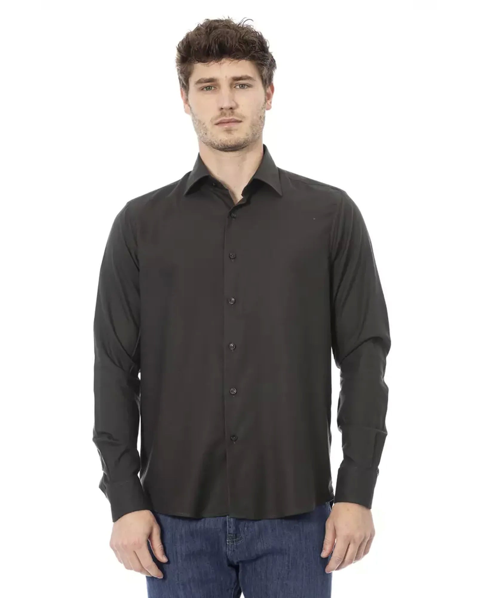 Regular Fit Shirt with Italian Collar and Button Closure 44 IT Men