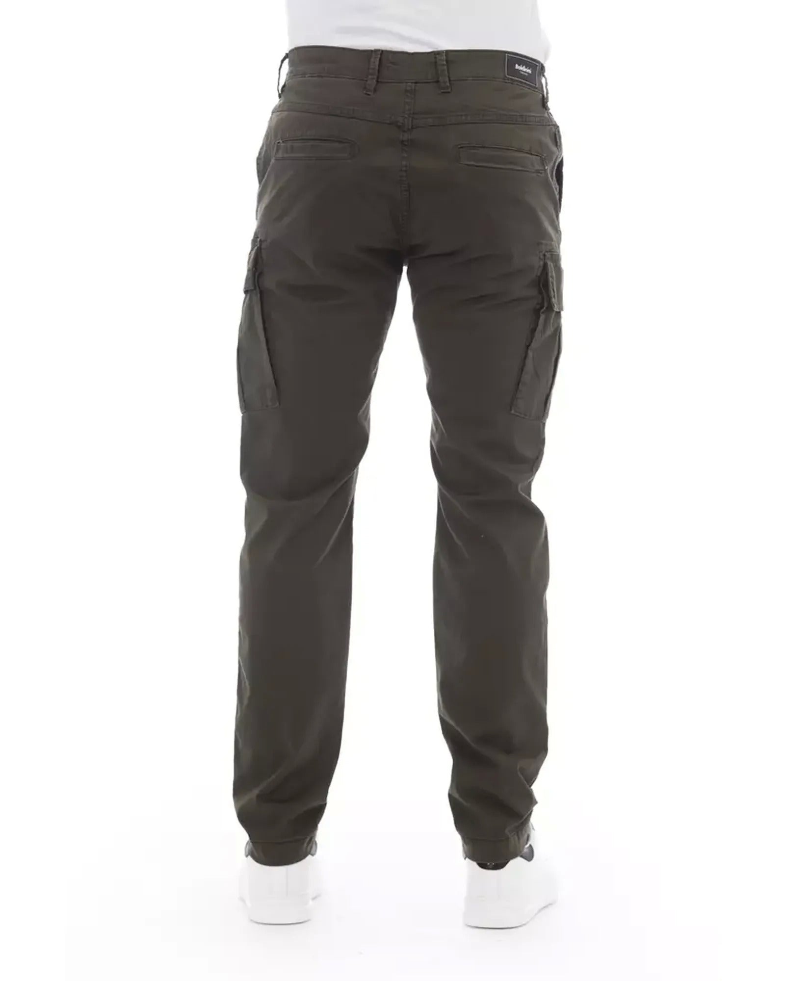 Solid Color Cargo Trousers with Zipper and Button Closure W34 US Men