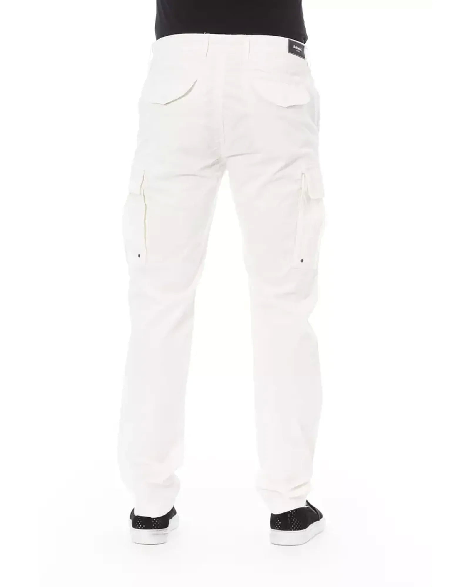 Solid Color Cargo Trousers with Zipper and Button Closure W36 US Men