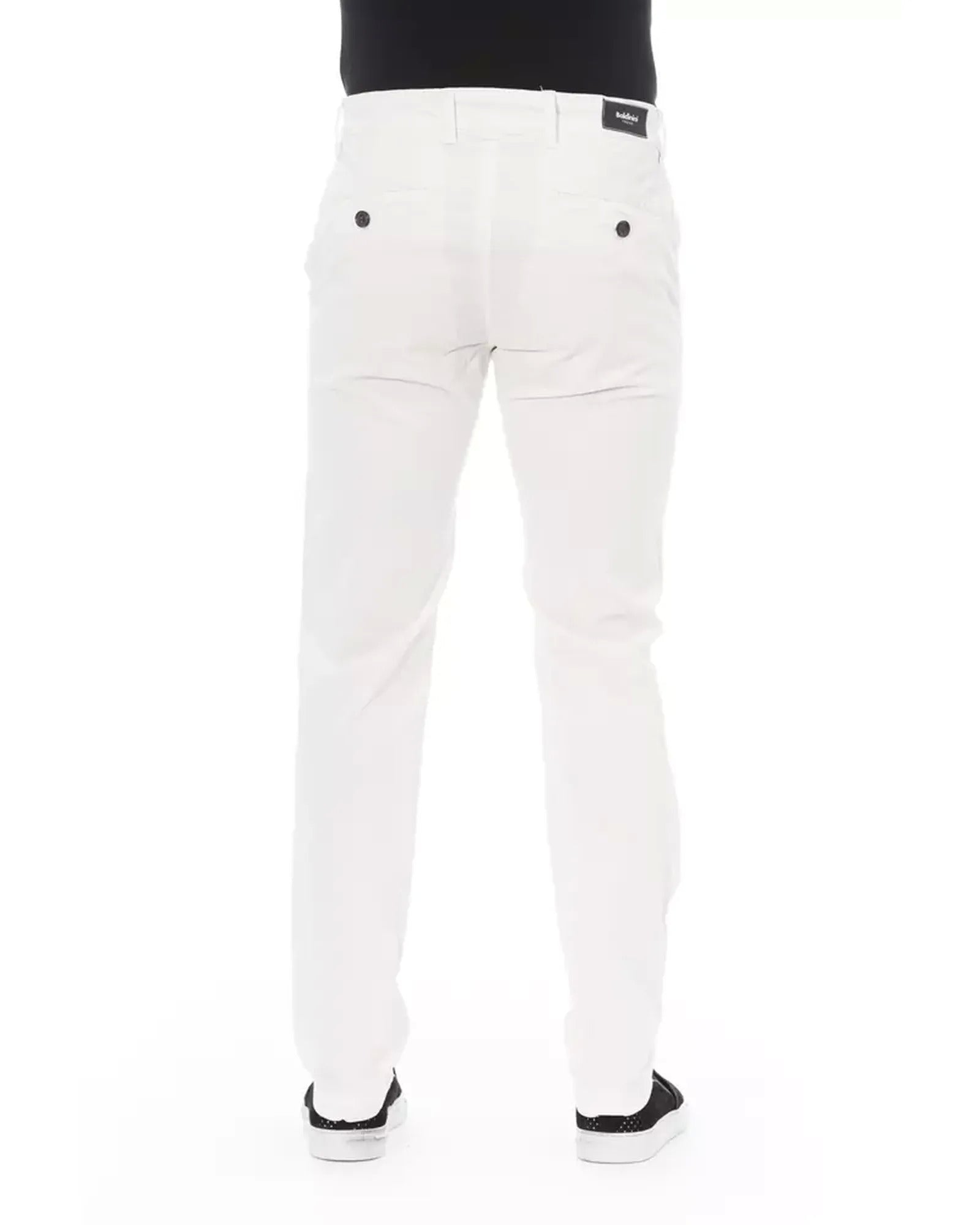 Solid Color Chino Trousers with Zipper and Button Closure W30 US Men