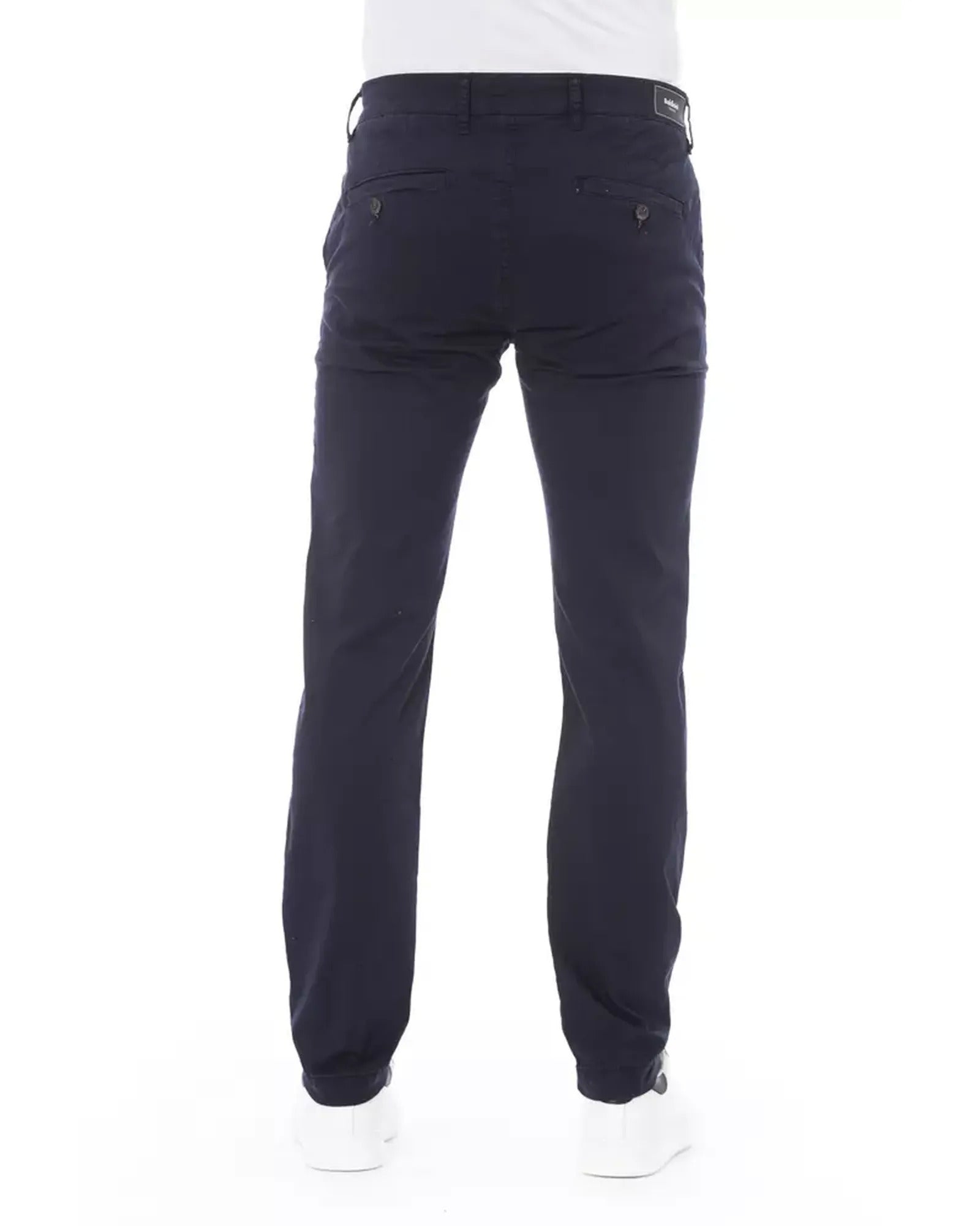 Solid Color Chino Trousers with Zipper and Button Closure W32 US Men