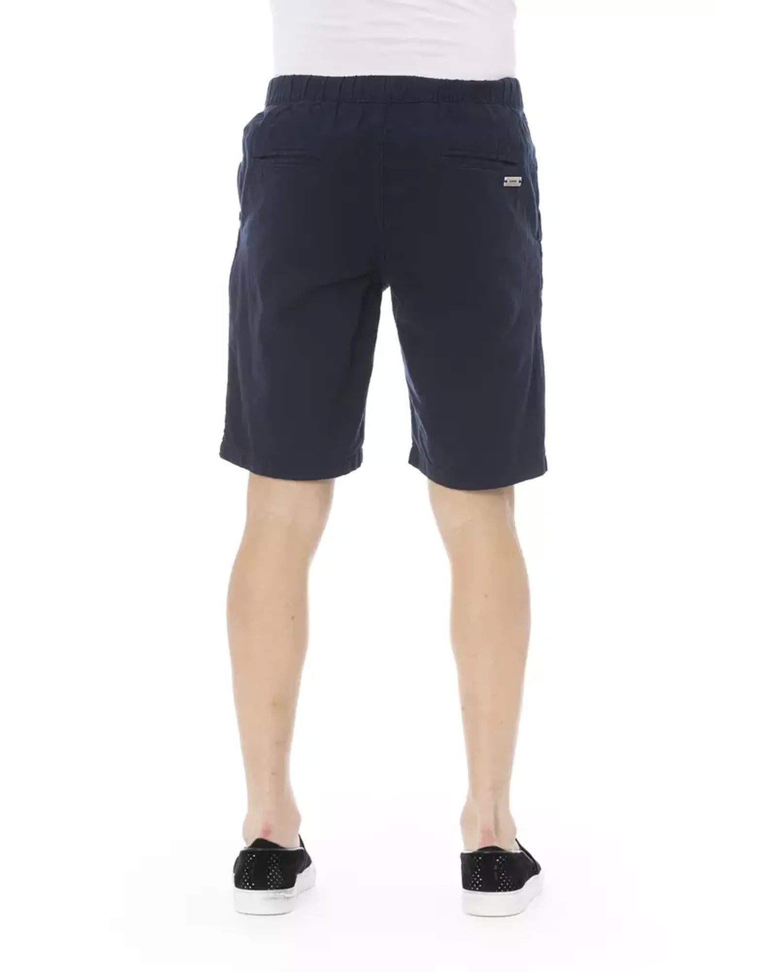 Solid Color Drawstring Bermuda Shorts with Pockets W44 US Men