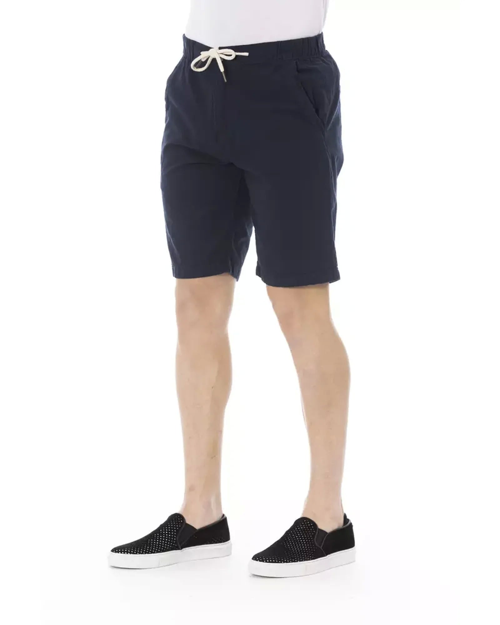 Solid Color Drawstring Bermuda Shorts with Pockets W46 US Men