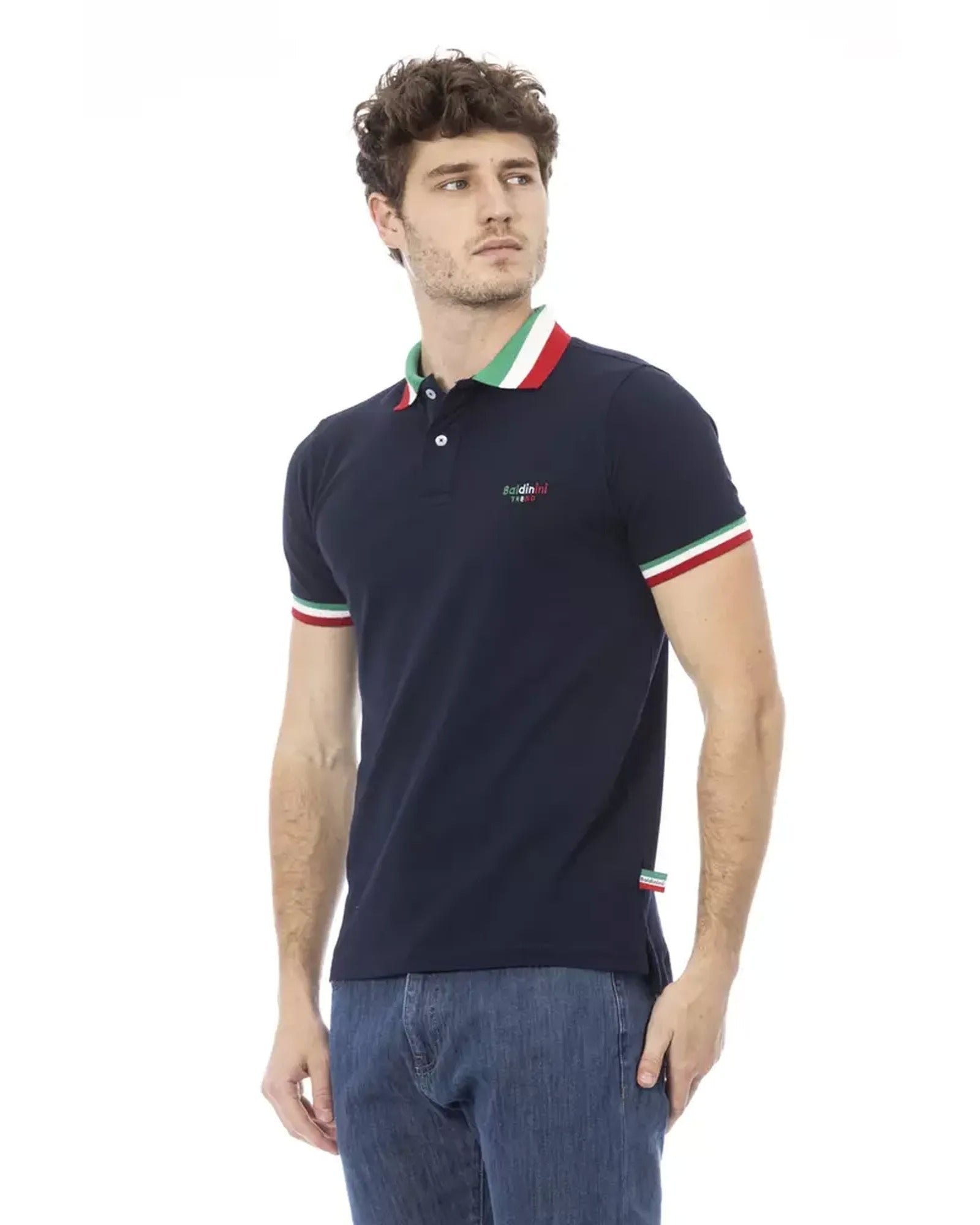 Embroidered Tricolor Collar Polo Shirt XL Men