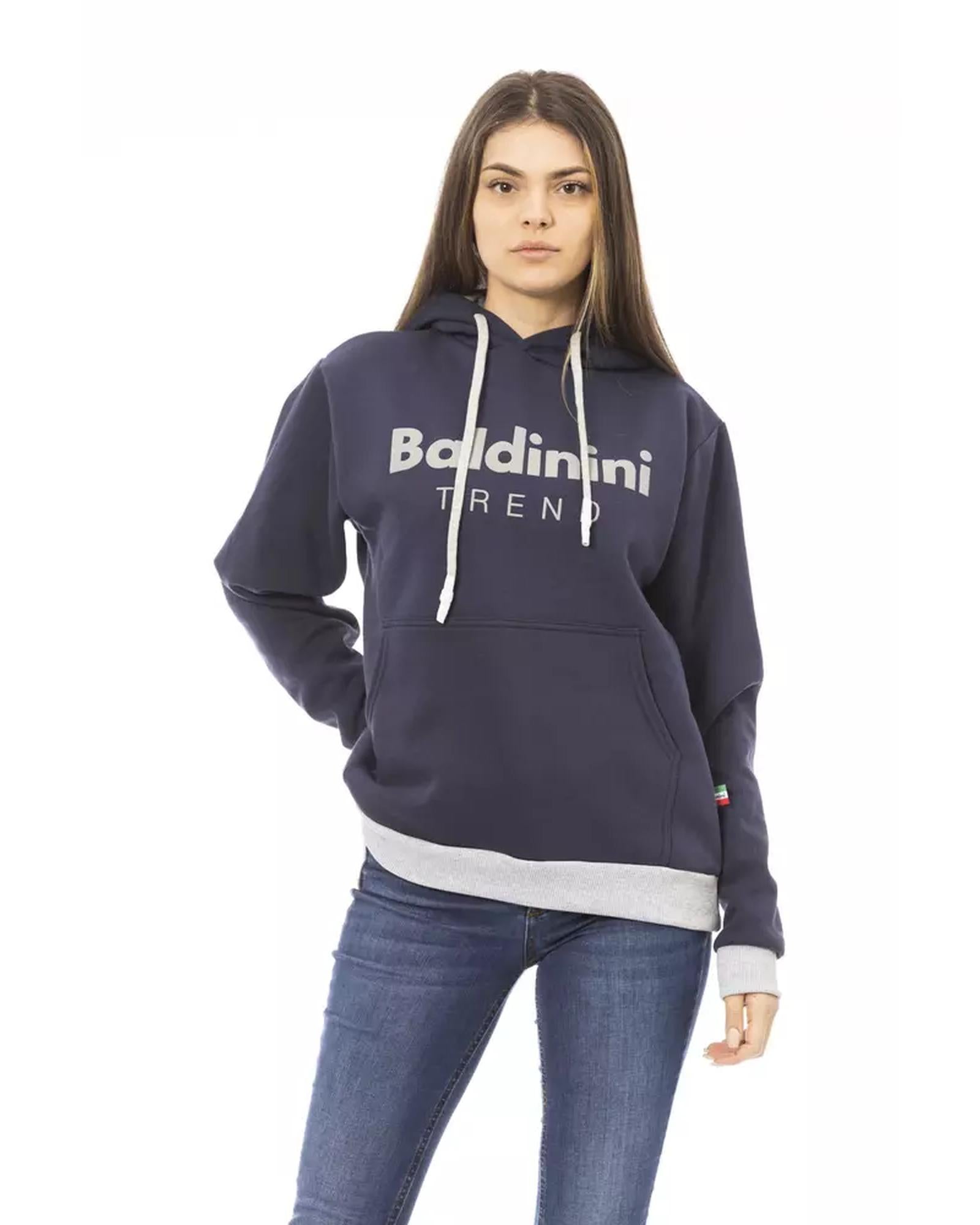 Front Logo Long Sleeve Fleece Hoodie with Maxi Front Pocket M Women