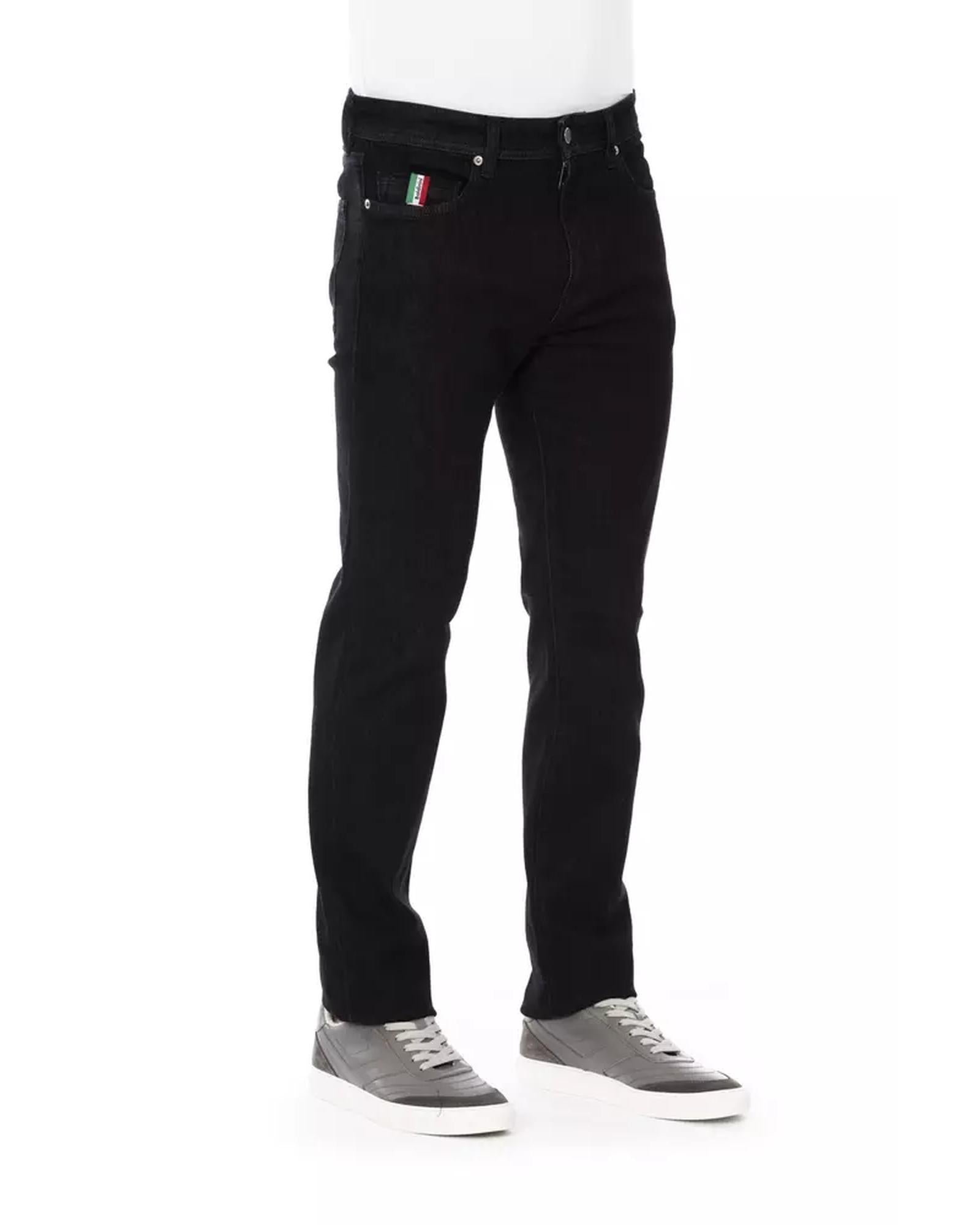 Regular Man Jeans with Logo Button and Tricolor Insert W33 US Men