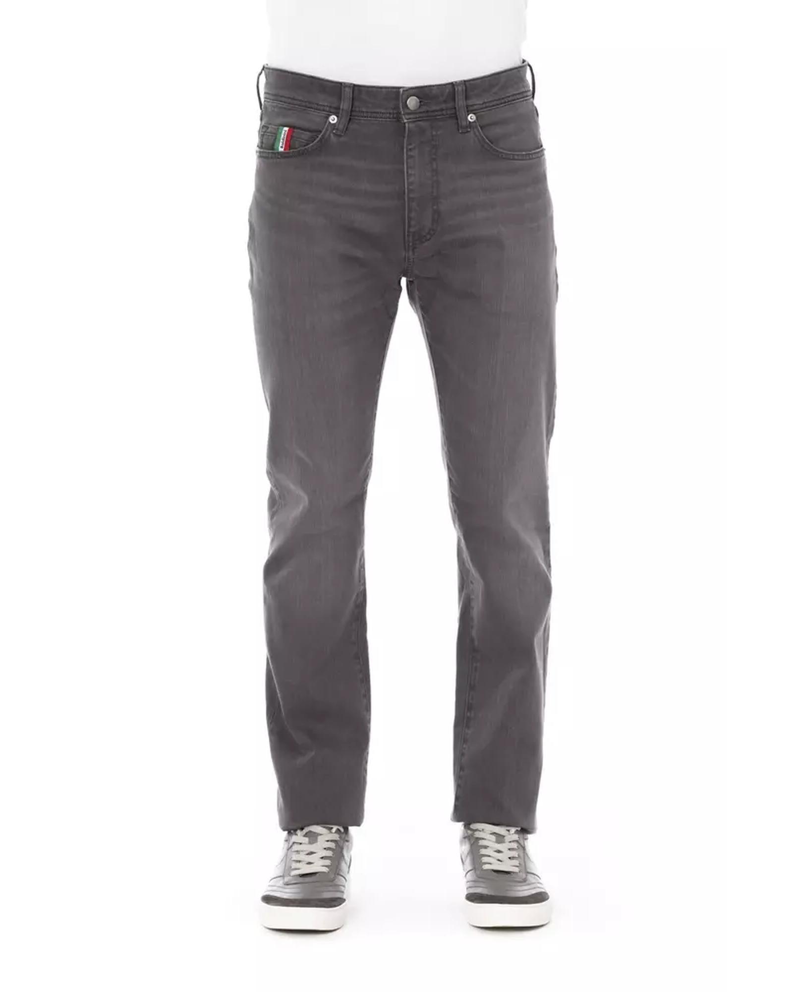 Logo Button Regular Man Jeans with Tricolor Insert W44 US Men