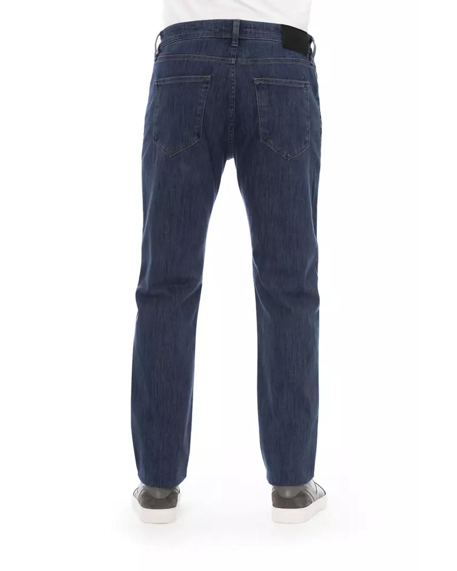 Logo Button Regular Man Jeans with Tricolor Insert and Contrast Stitching W36 US Men