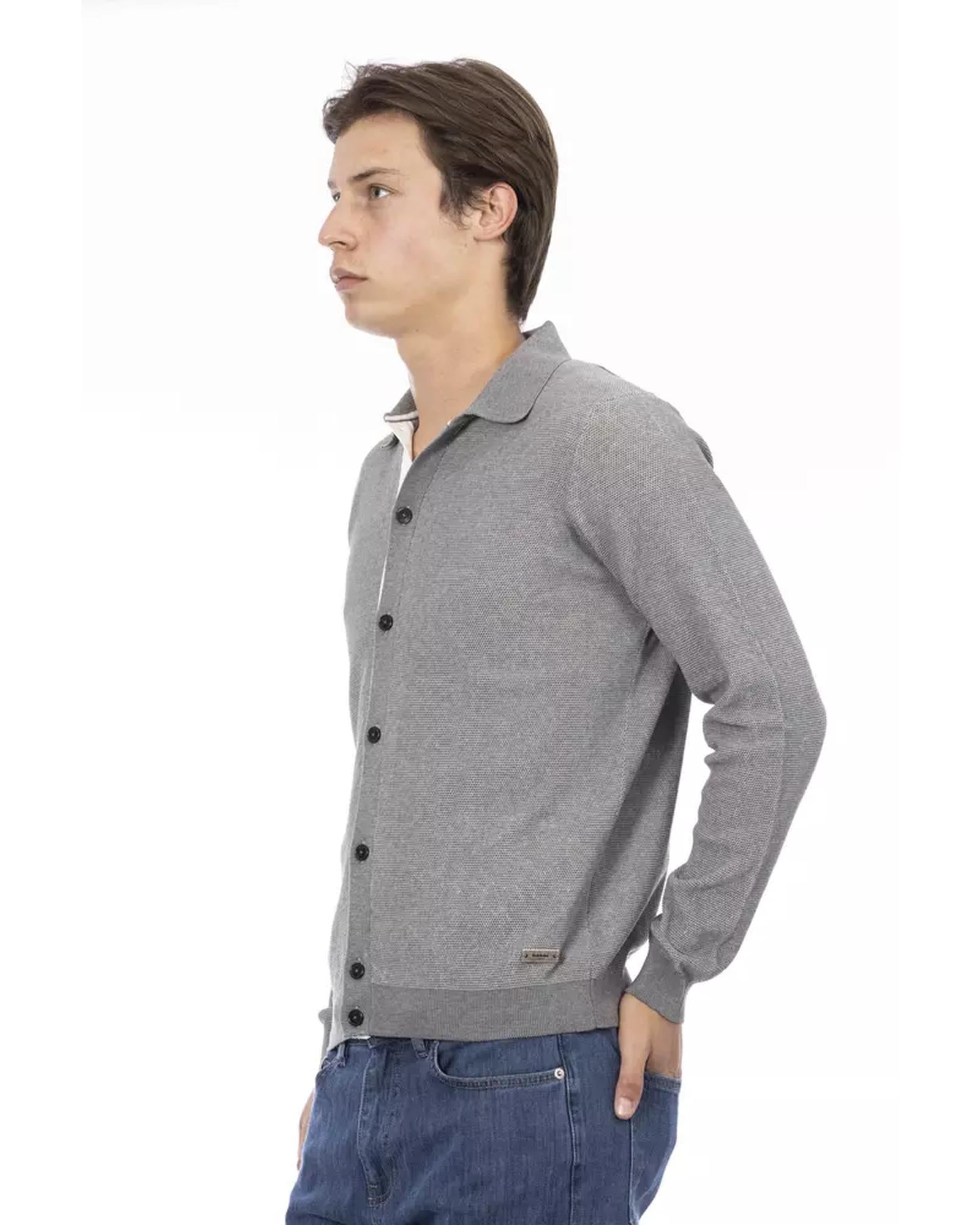 Classic Button Closure Cotton Shirt with Logoed Insert M Men