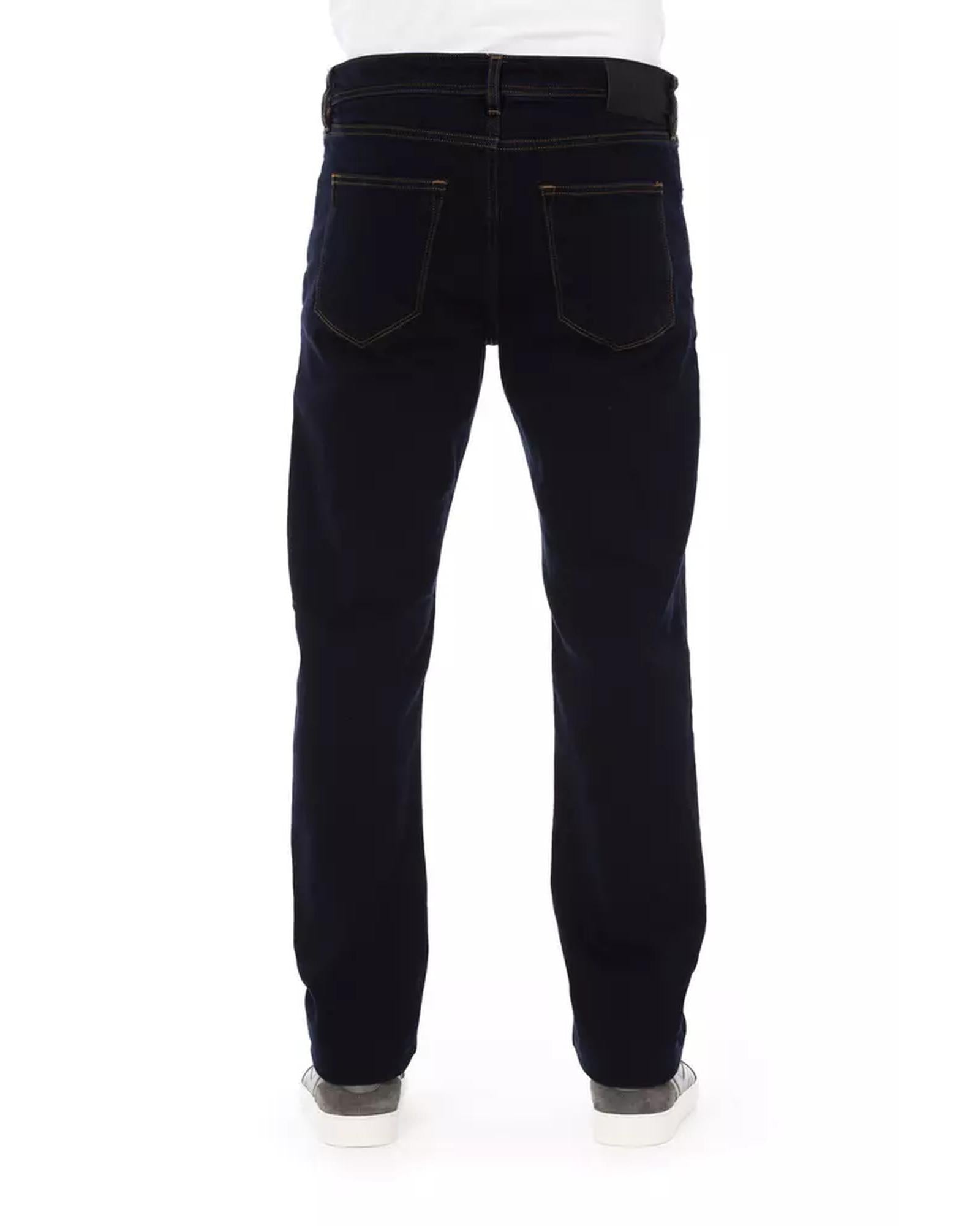 Regular Man Jeans with Logo Button and Tricolor Insert W34 US Men