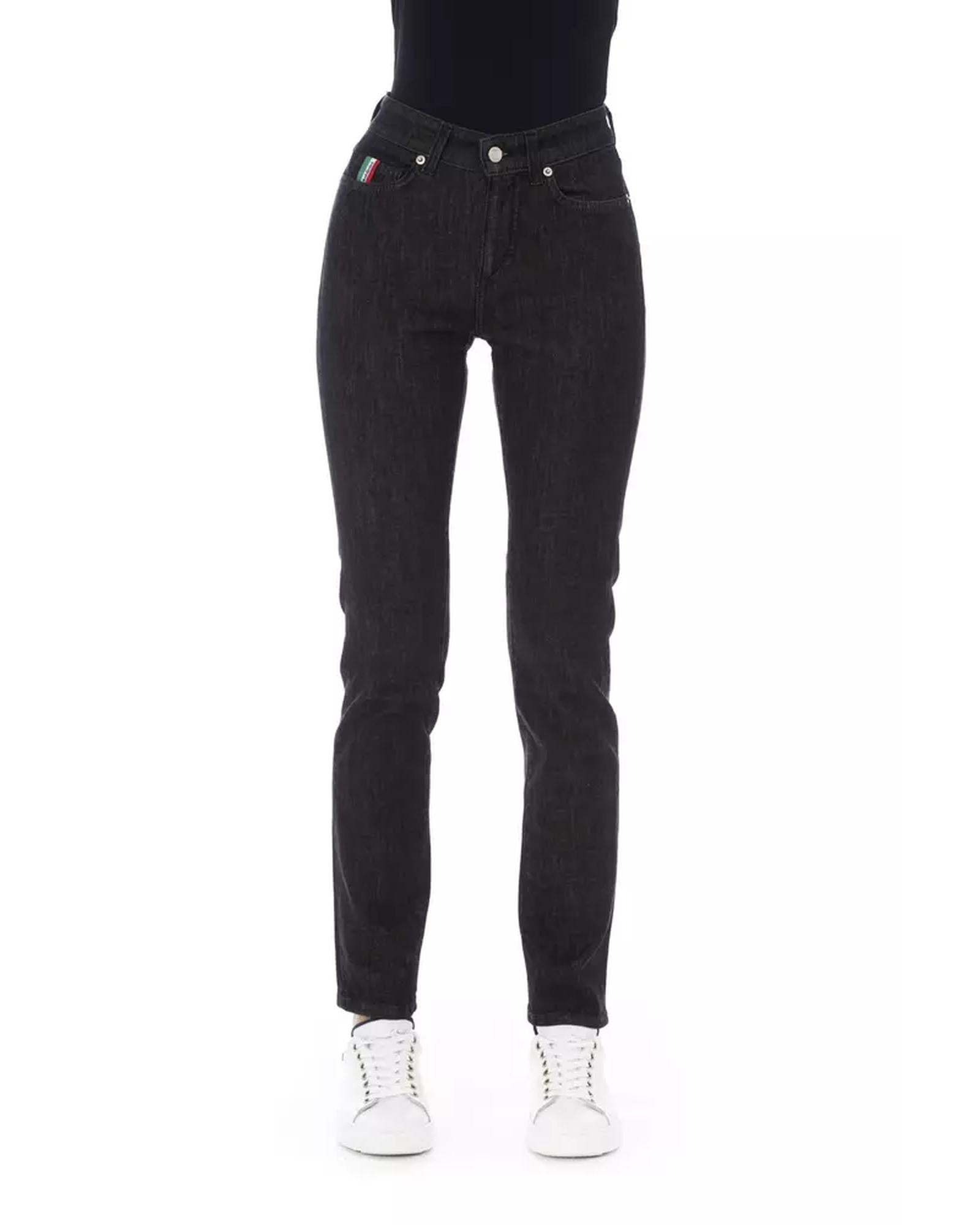 Regular Jeans with Logoed Button and Tricolor Insert. W33 US Women