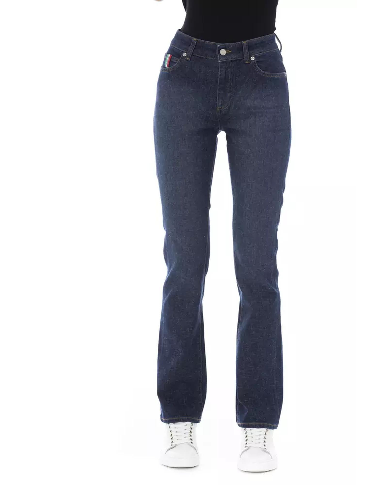 Logoed Button Regular Jeans with Tricolor Insert and Rear Pockets W27 US Women