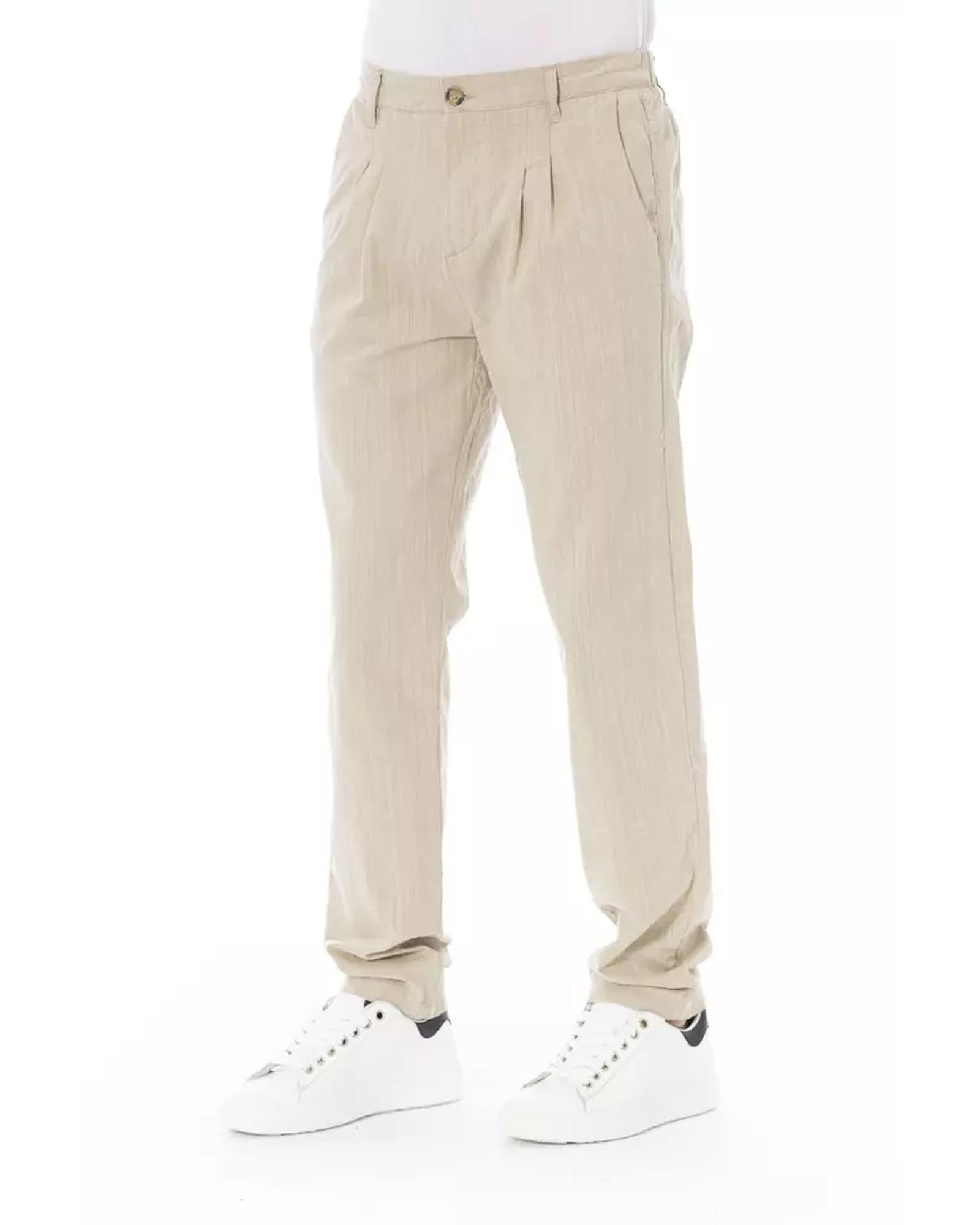 Front Zipper and Button Closure Chino Trousers with Side and Back Pockets 46 IT Men