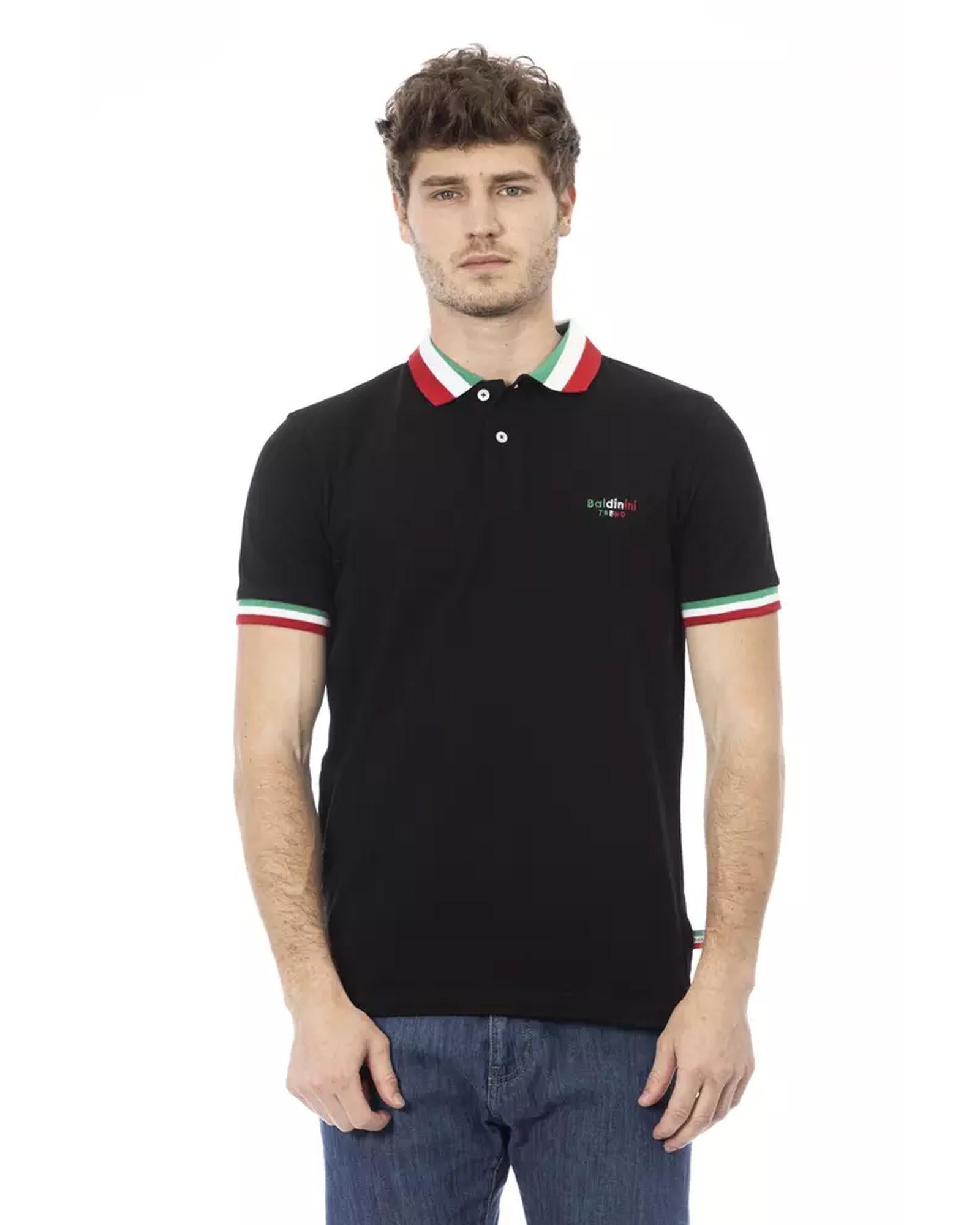 Embroidered Short Sleeve Polo Shirt with Tricolor Collar XL Men