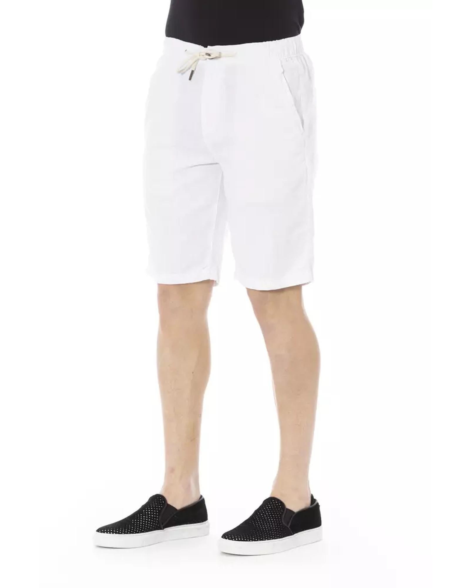 Solid Color Drawstring Bermuda Shorts with Pockets W46 US Men