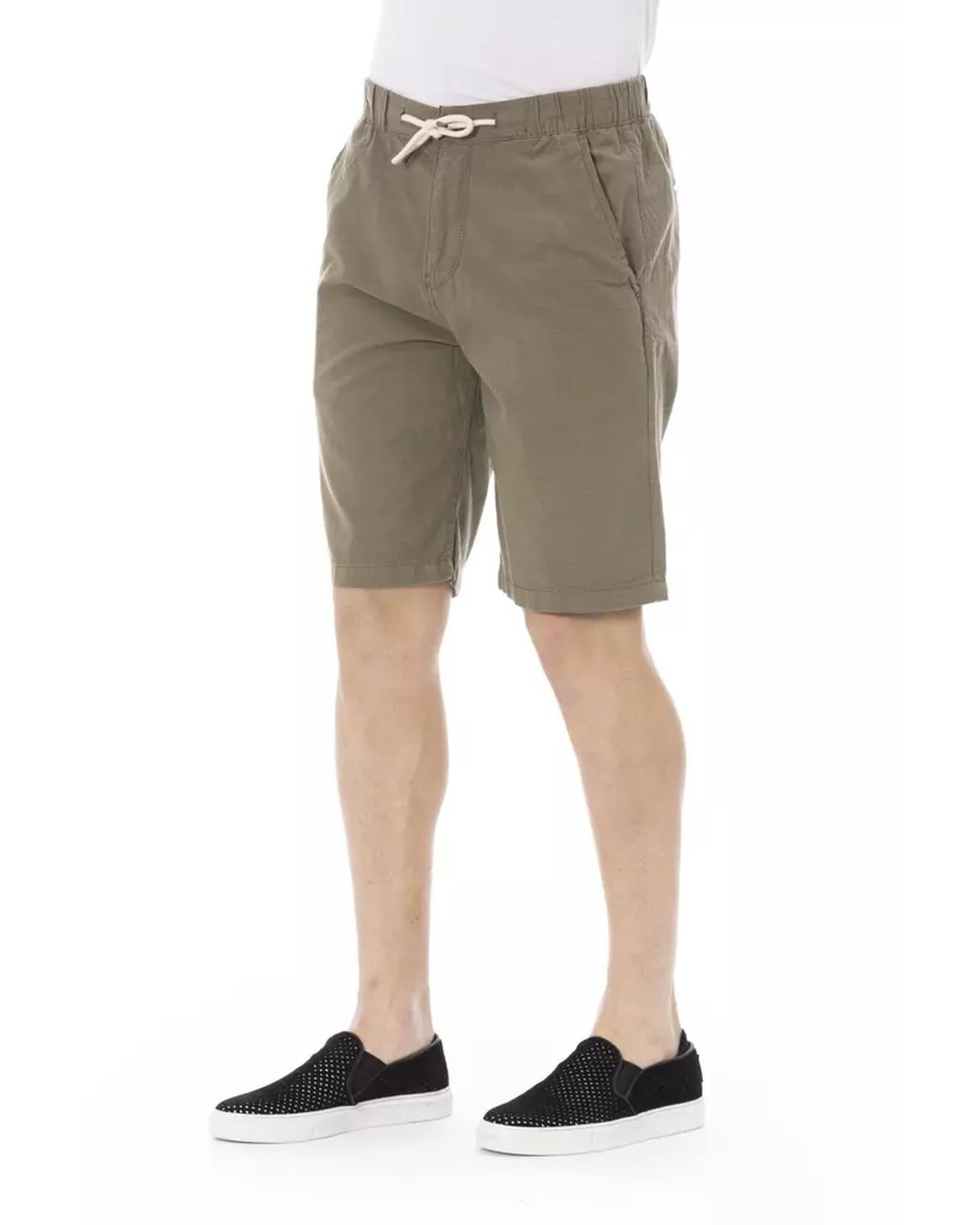 Solid Color Bermuda Shorts with Drawstring Closure W50 US Men