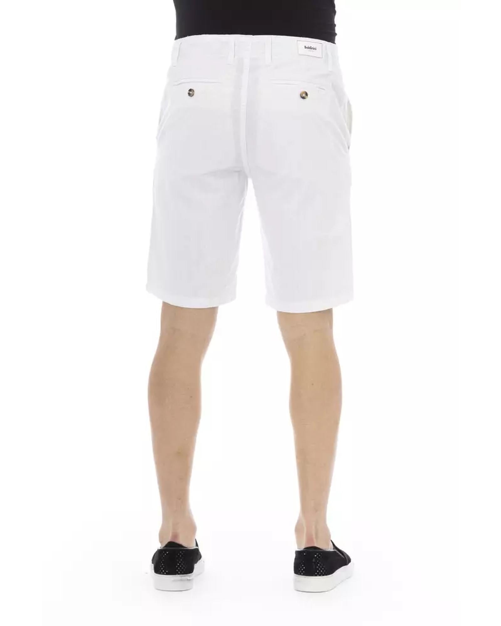 Solid Color Bermuda Shorts with Zipper and Button Closure W44 US Men