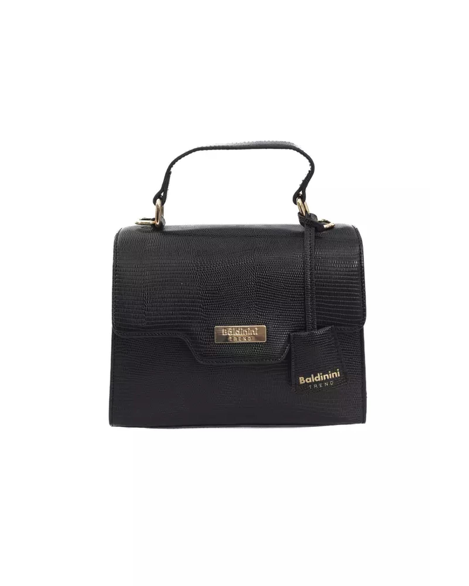 Golden Logoed Flap Shoulder Bag with Internal Compartments