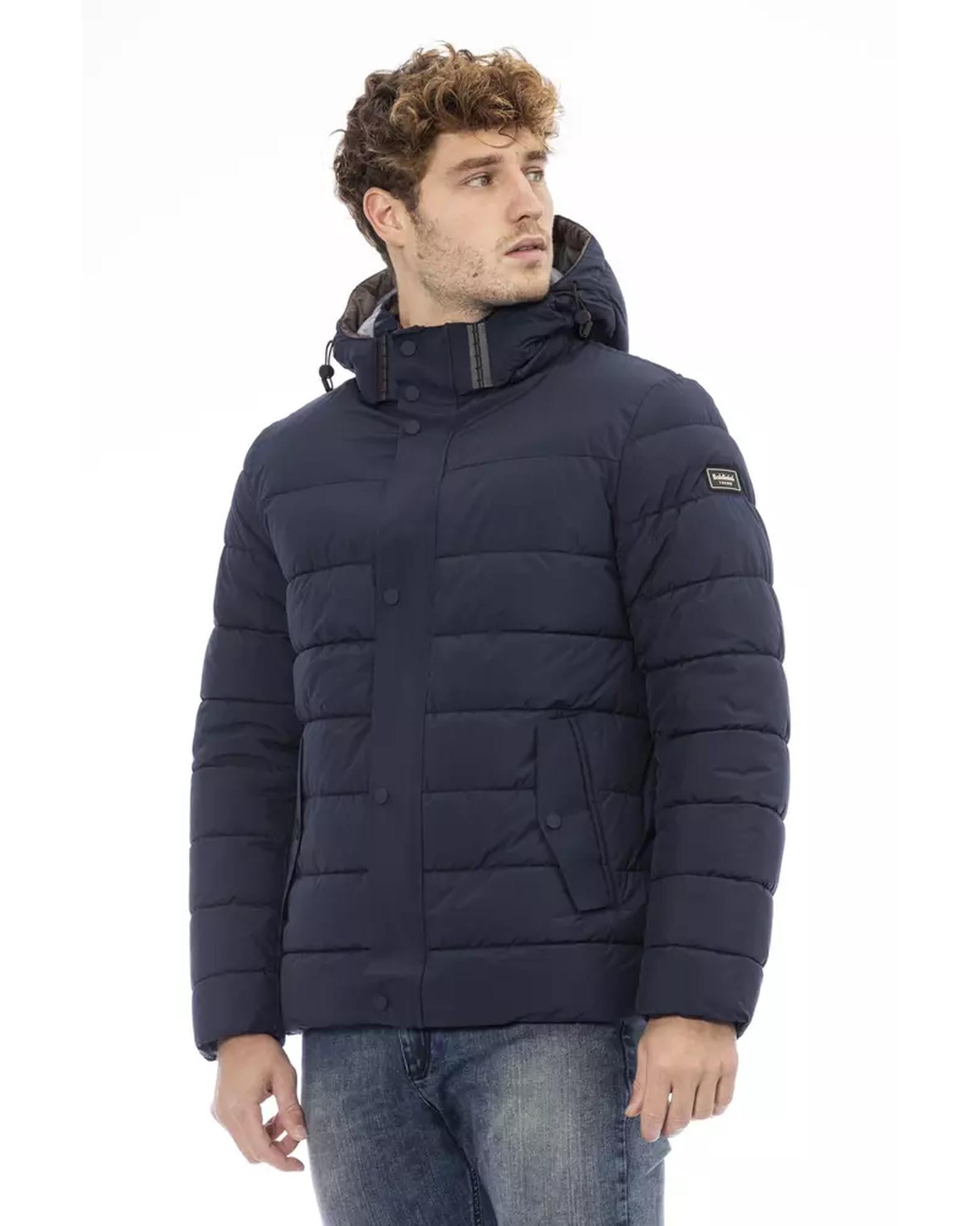 Threaded Pocket Jacket with Front Zip and Button Closure L Men