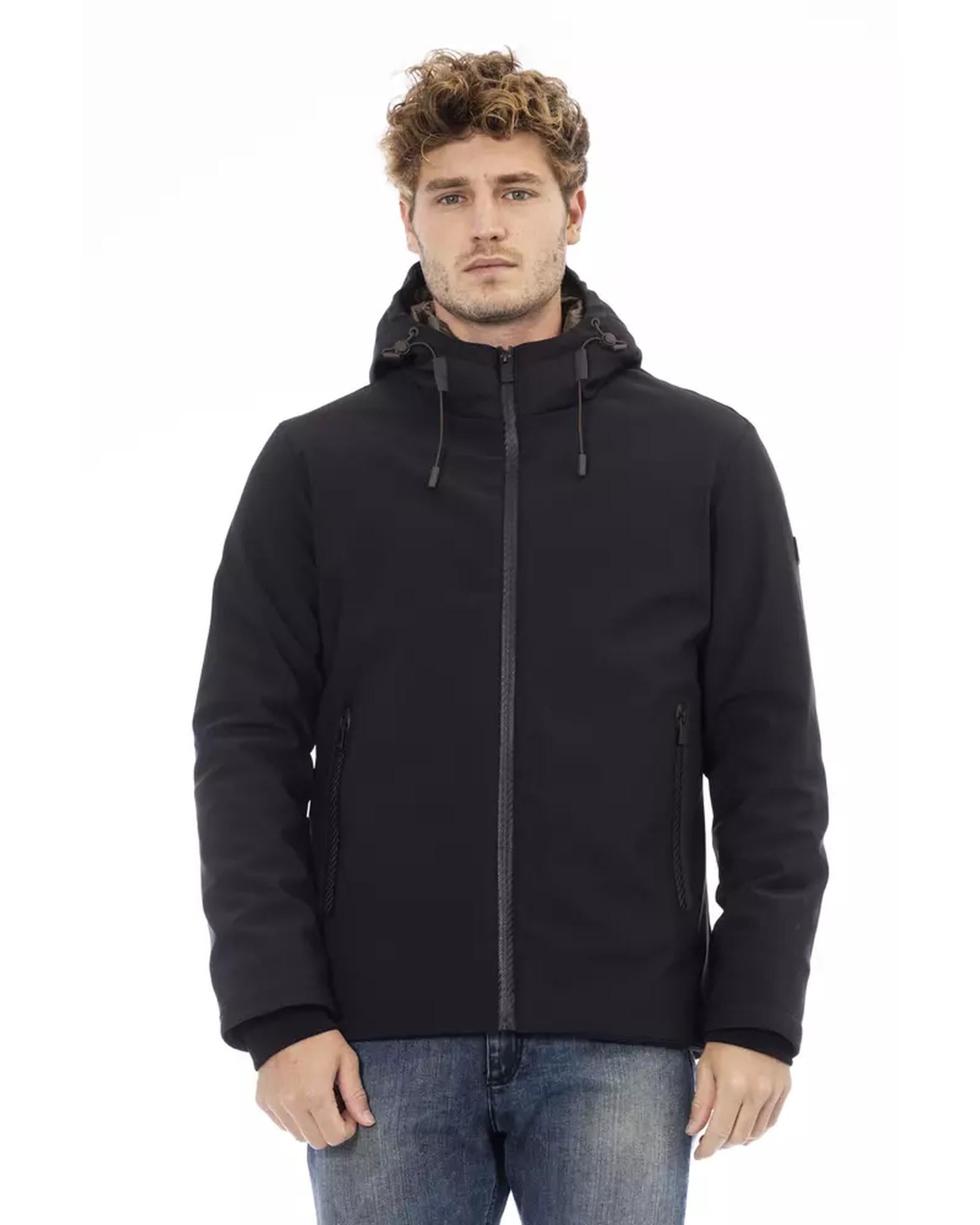 External Threaded Pocket Jacket with Logo Zipper Closure 3XL Men