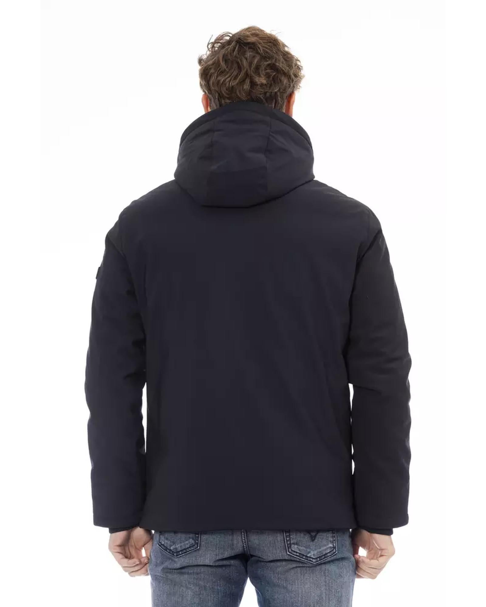 External Threaded Pocket Jacket with Logo Zipper Closure M Men