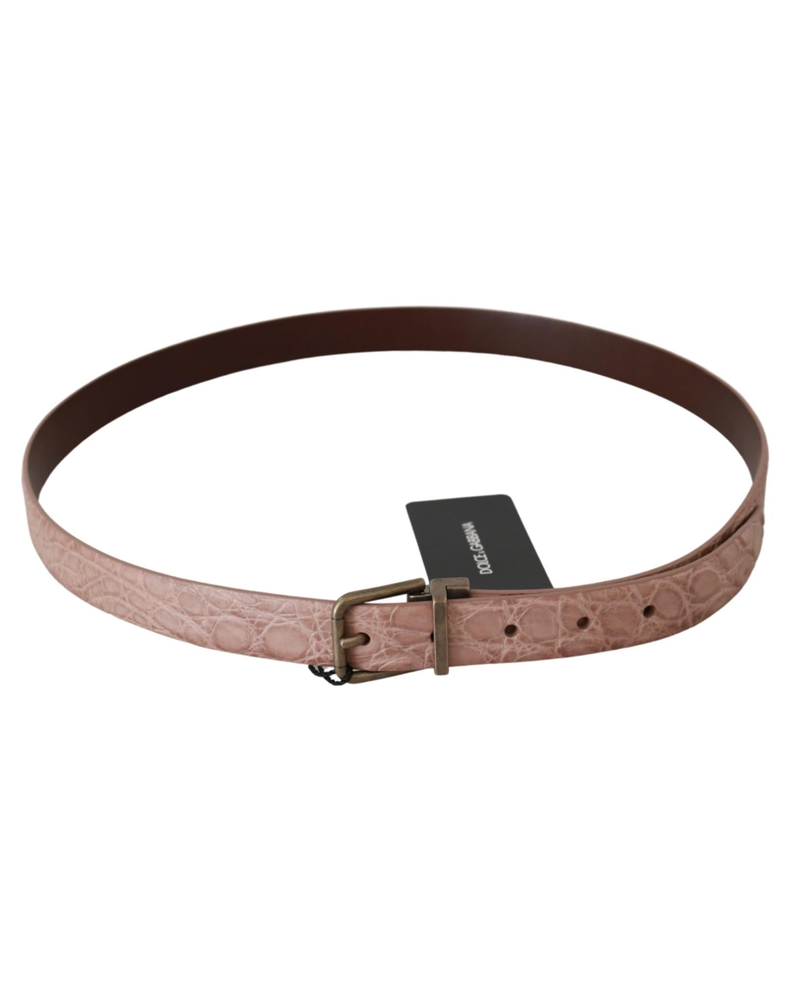 Stunning Dolce &amp; Gabbana Exotic Skin Belt with Brushed Gold Buckle 90 cm Men