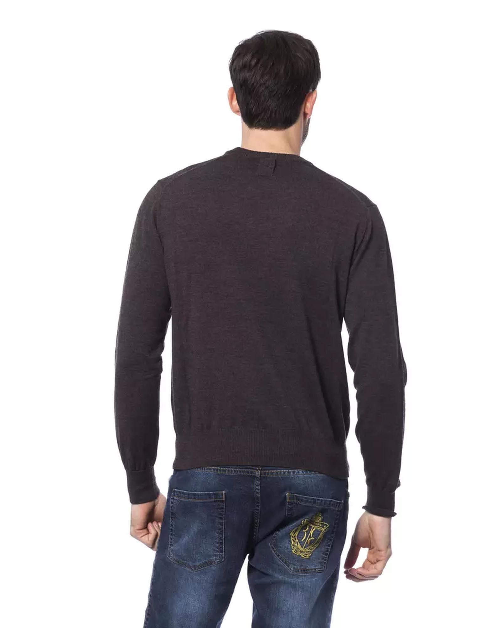 Embroidered Merino Wool Crew Neck Sweater L Men