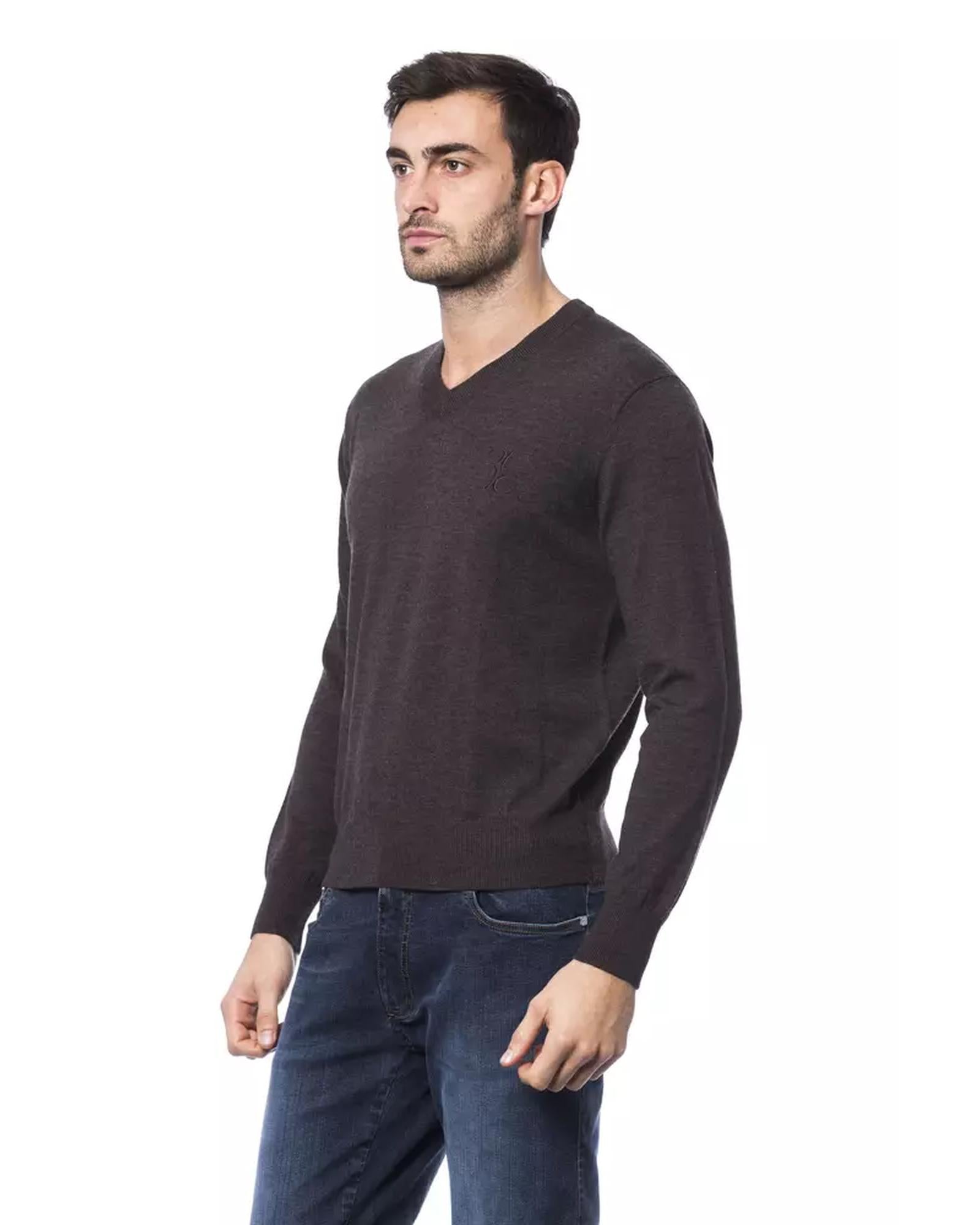 Embroidered Merino Wool Crew Neck Sweater L Men