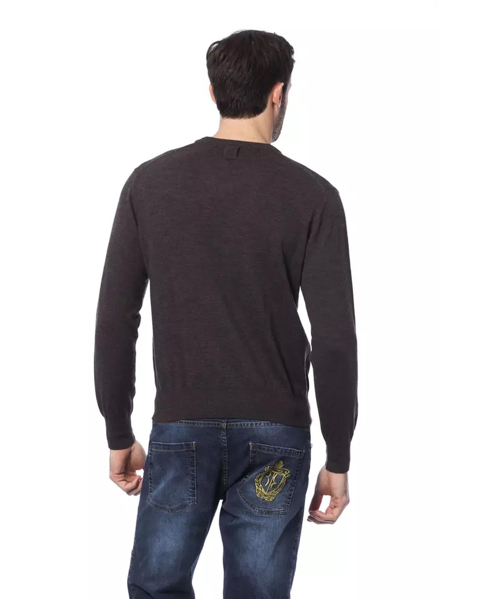 Embroidered Merino Wool Crew Neck Sweater L Men