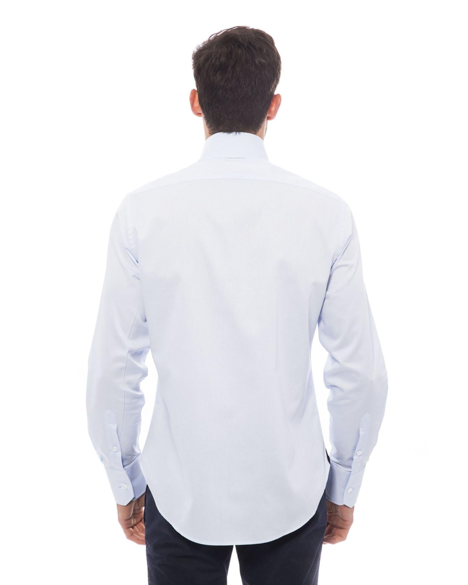 Embroidered Monogram Medium Fit Shirt with Leaf Collar 40 IT Men