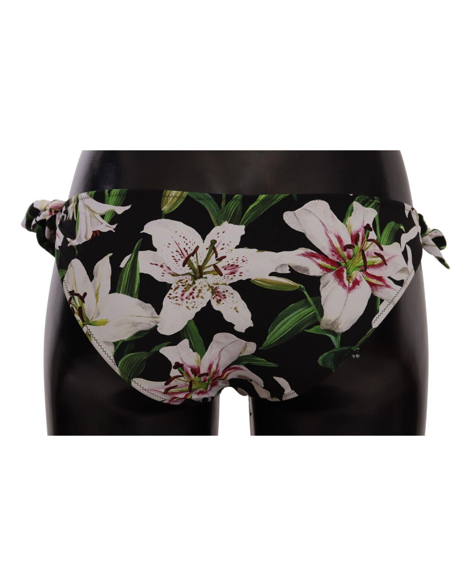 Lilies Print Drawstring Bikini Bottom by Dolce &amp; Gabbana L Women