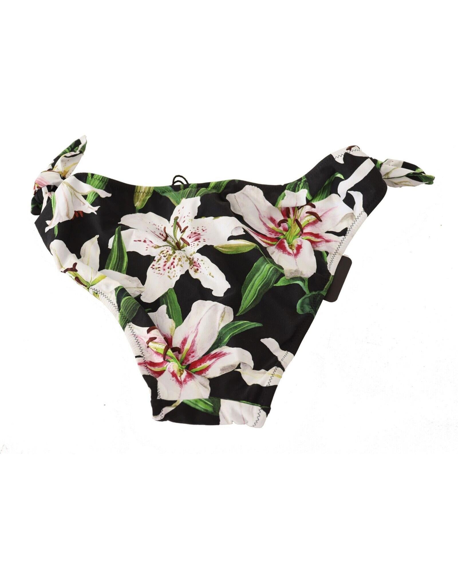 Lilies Print Drawstring Bikini Bottom by Dolce &amp; Gabbana L Women