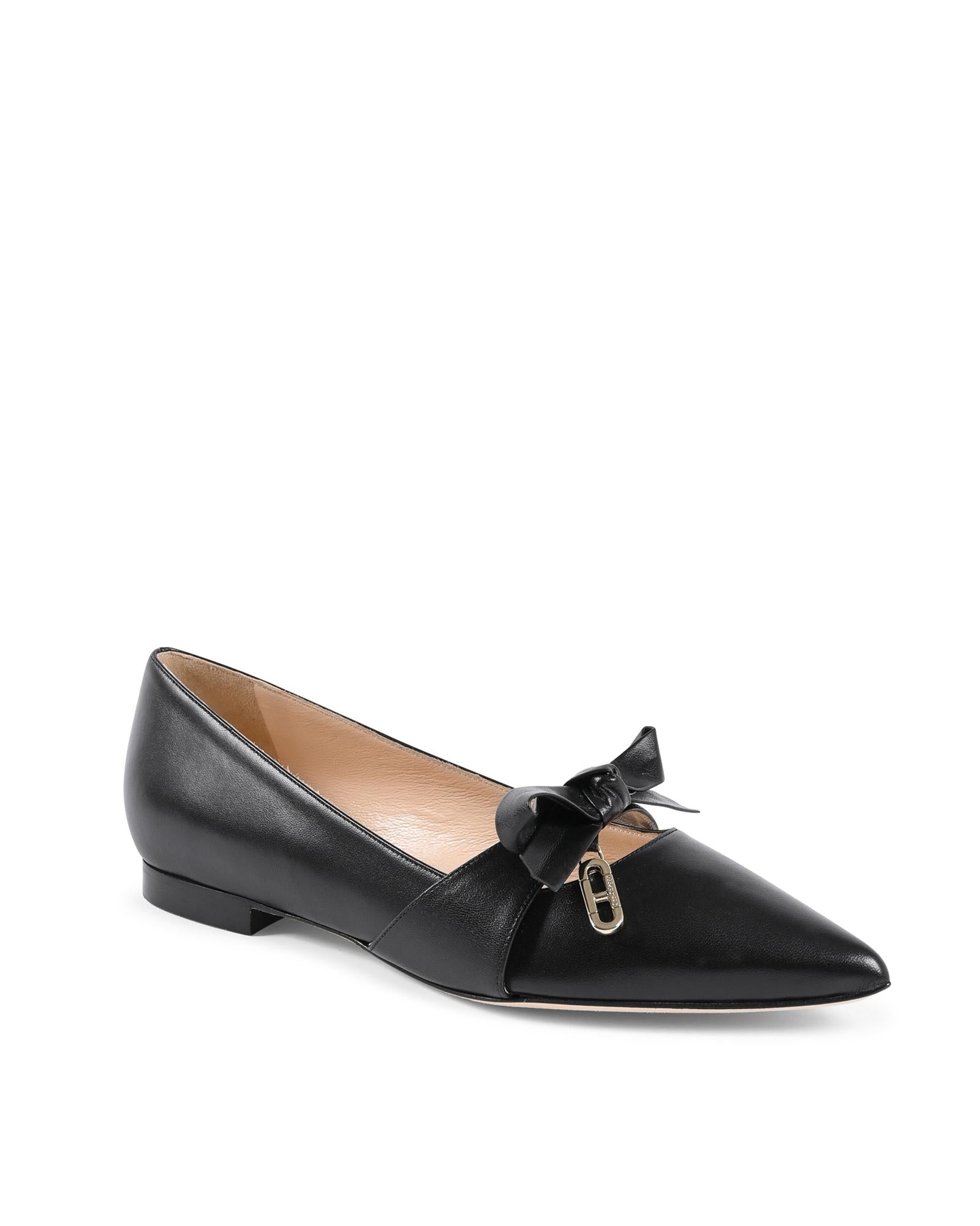 Pointed Toe Bow Flat Shoe - 37 EU