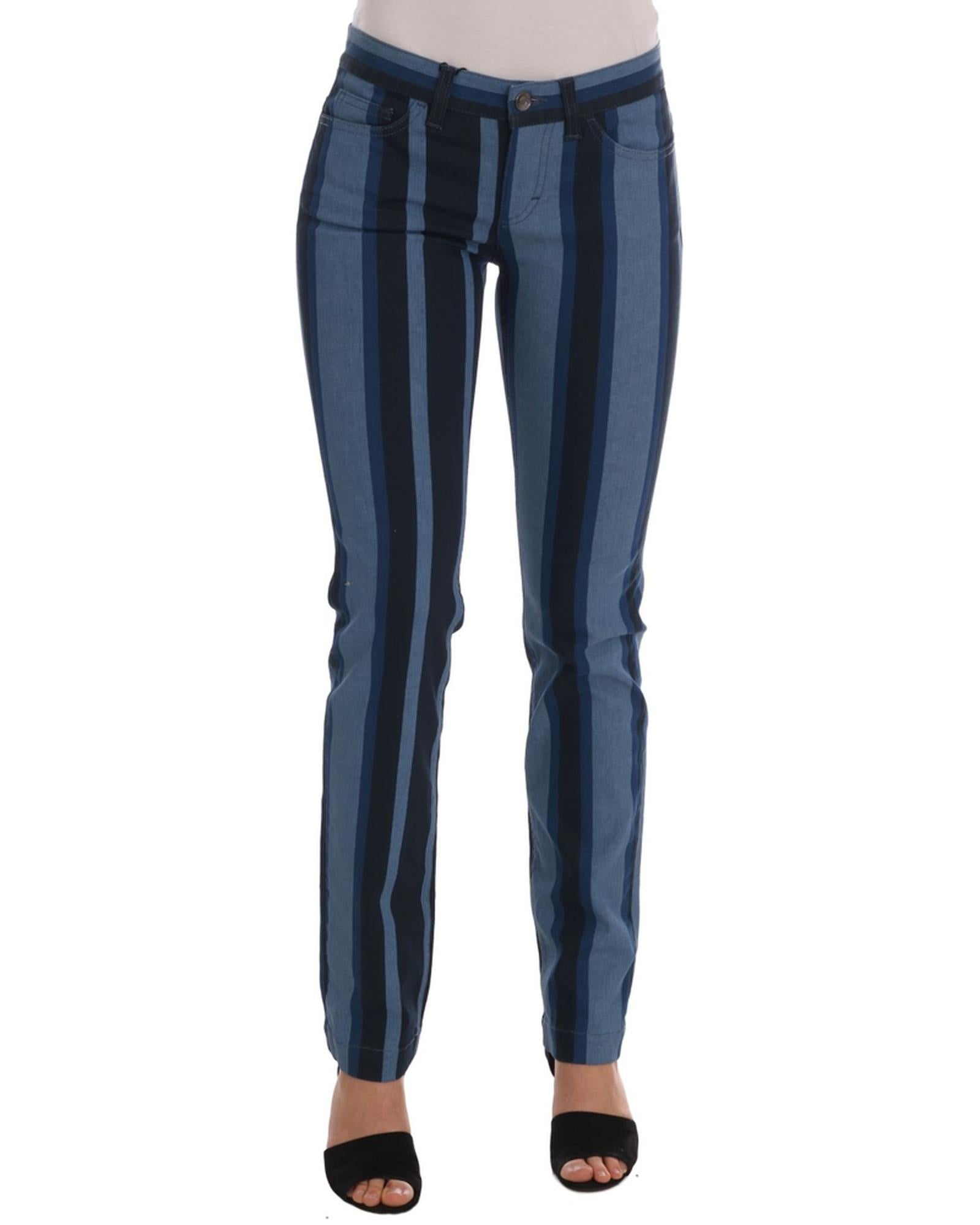 Blue Striped Cotton Stretch Denim Jeans - Dolce &amp; Gabbana 40 IT Women