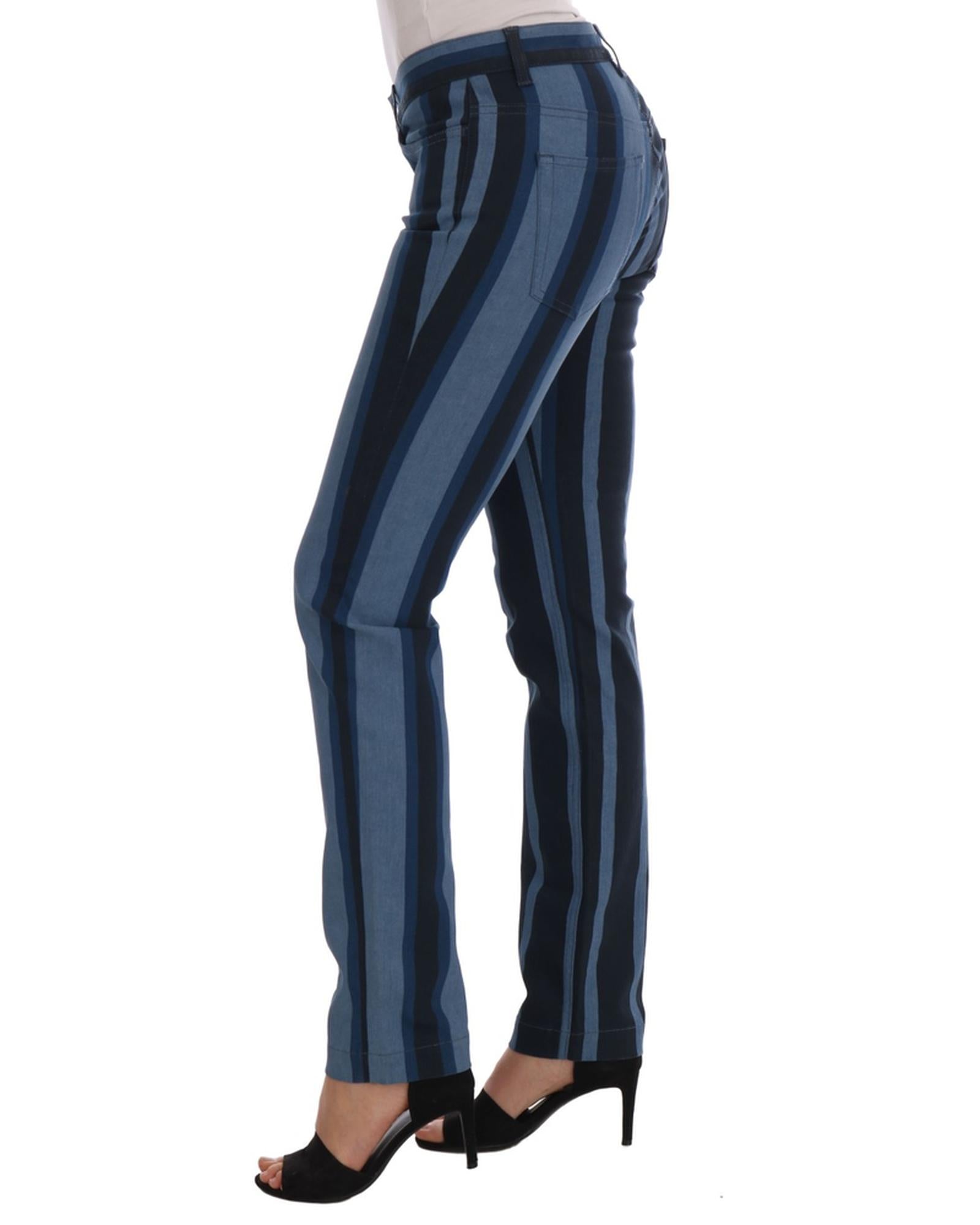 Blue Striped Cotton Stretch Denim Jeans - Dolce &amp; Gabbana 40 IT Women