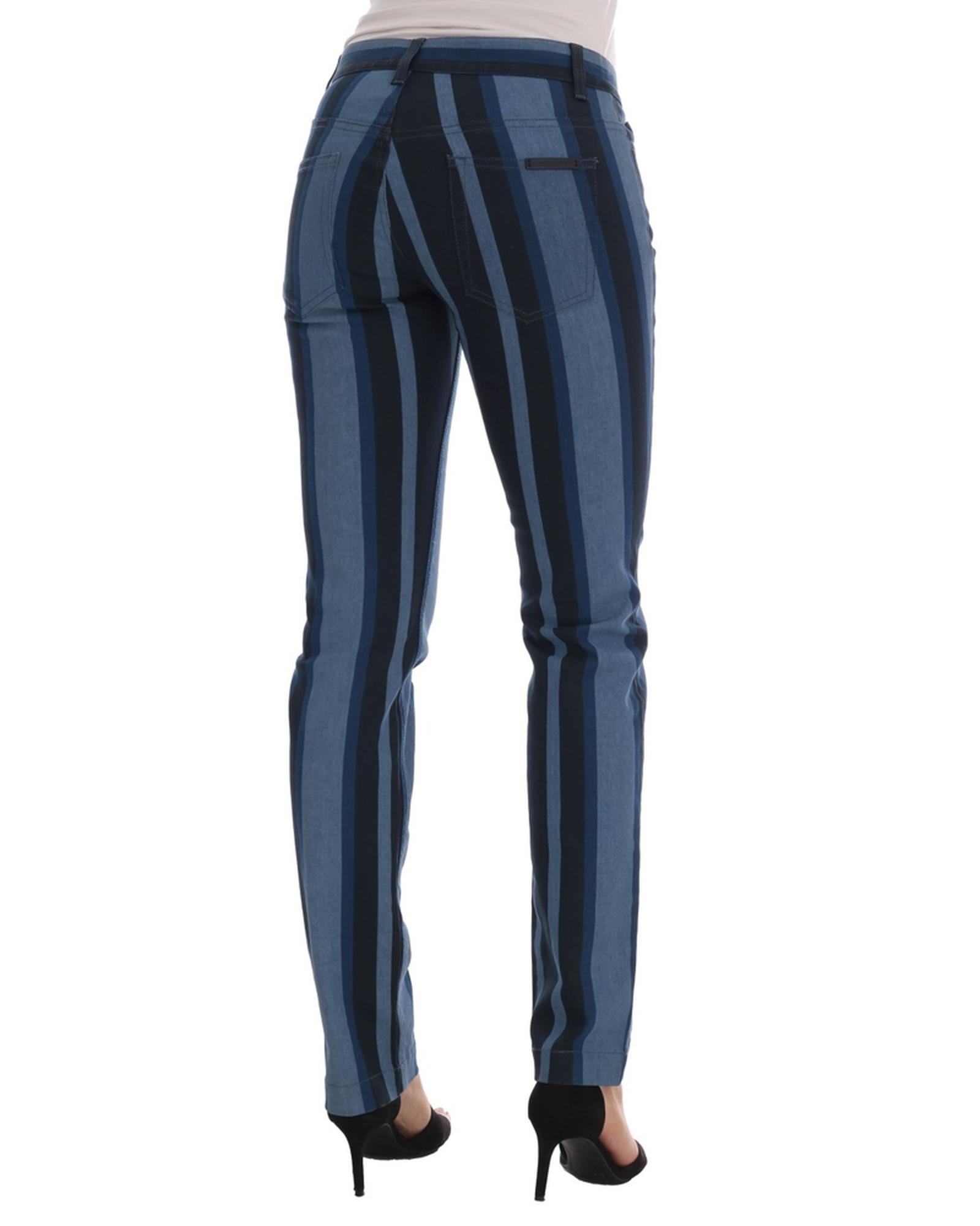 Blue Striped Cotton Stretch Denim Jeans - Dolce &amp; Gabbana 36 IT Women