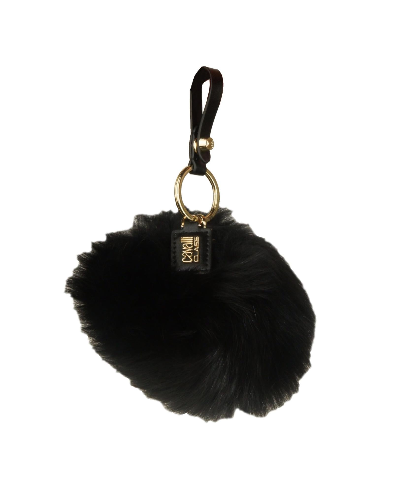 Cavalli Class Fox Fur Keyholder with Calf Leather Inserts One Size Women