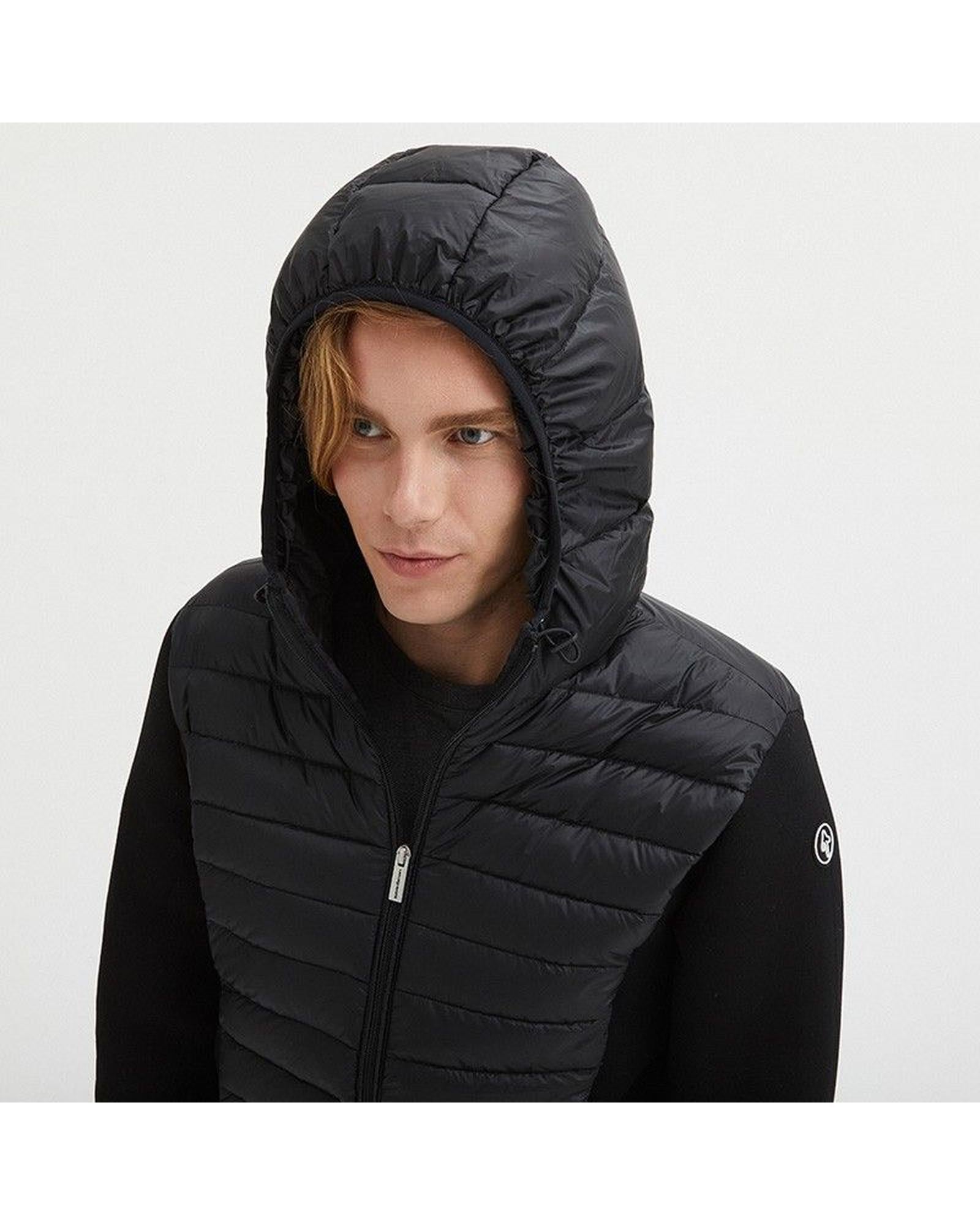 Centogrammi Black Padded Jacket with Front Zip Closure M Men