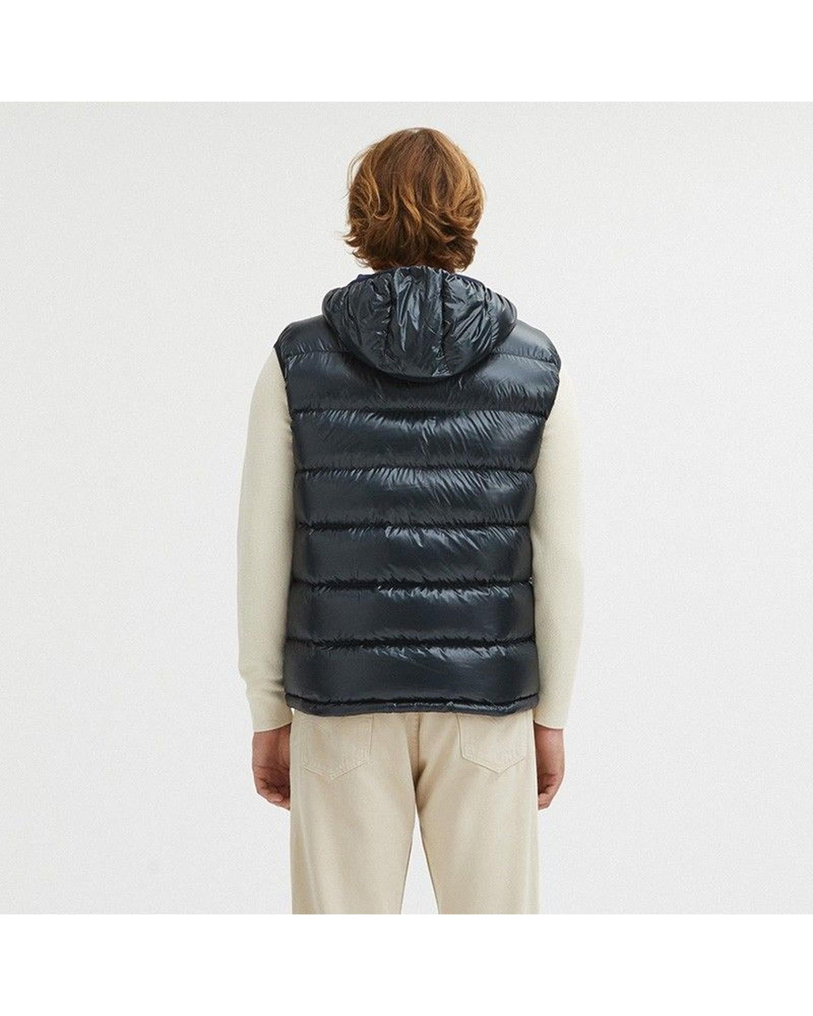 Reversible Hooded Vest with Zip Closure and Duck Feather Padding XL Men