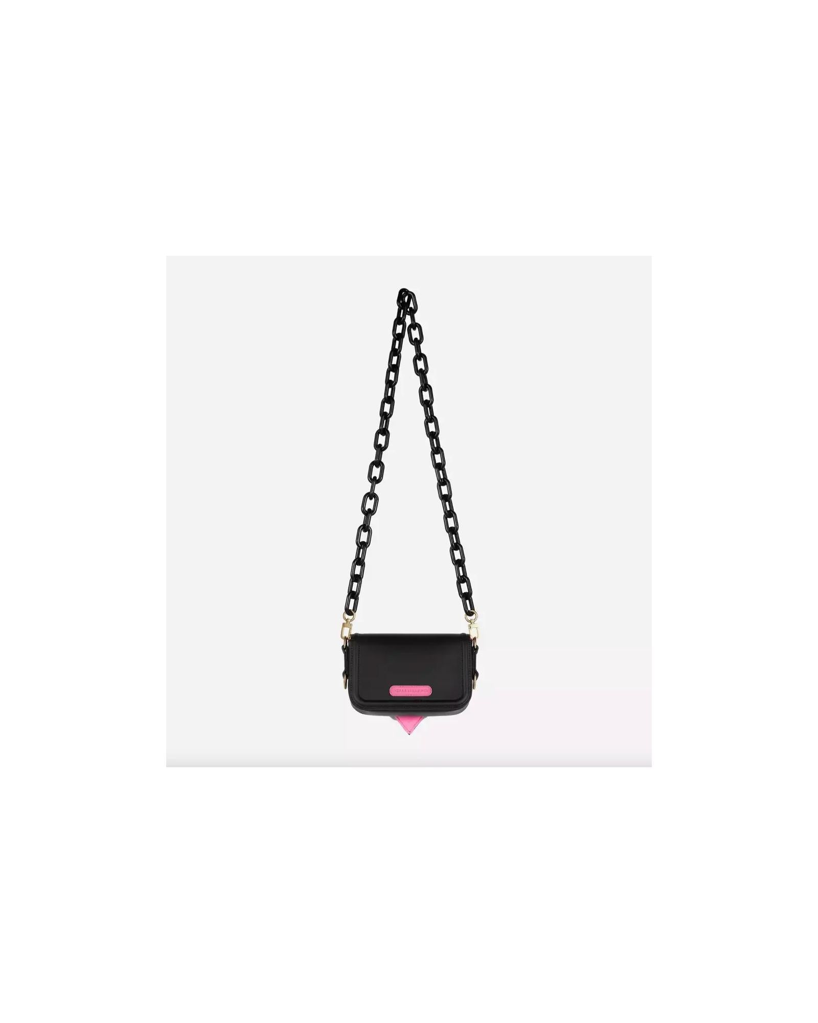 Black Eyelike Bag with Magnetic Closure and Chain Straps One Size Women