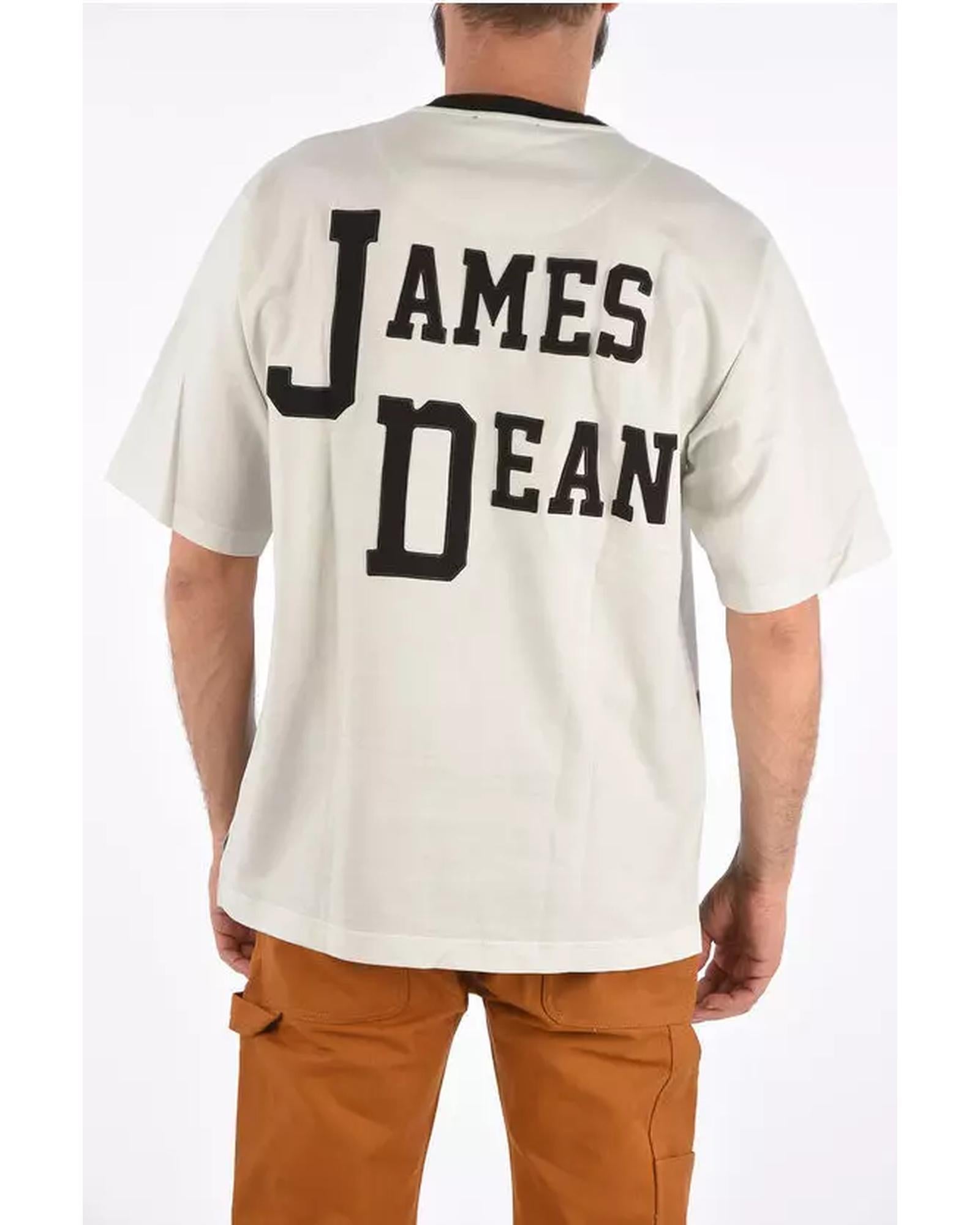 James Dean Print Cotton T-Shirt with Contrasting Embroidery