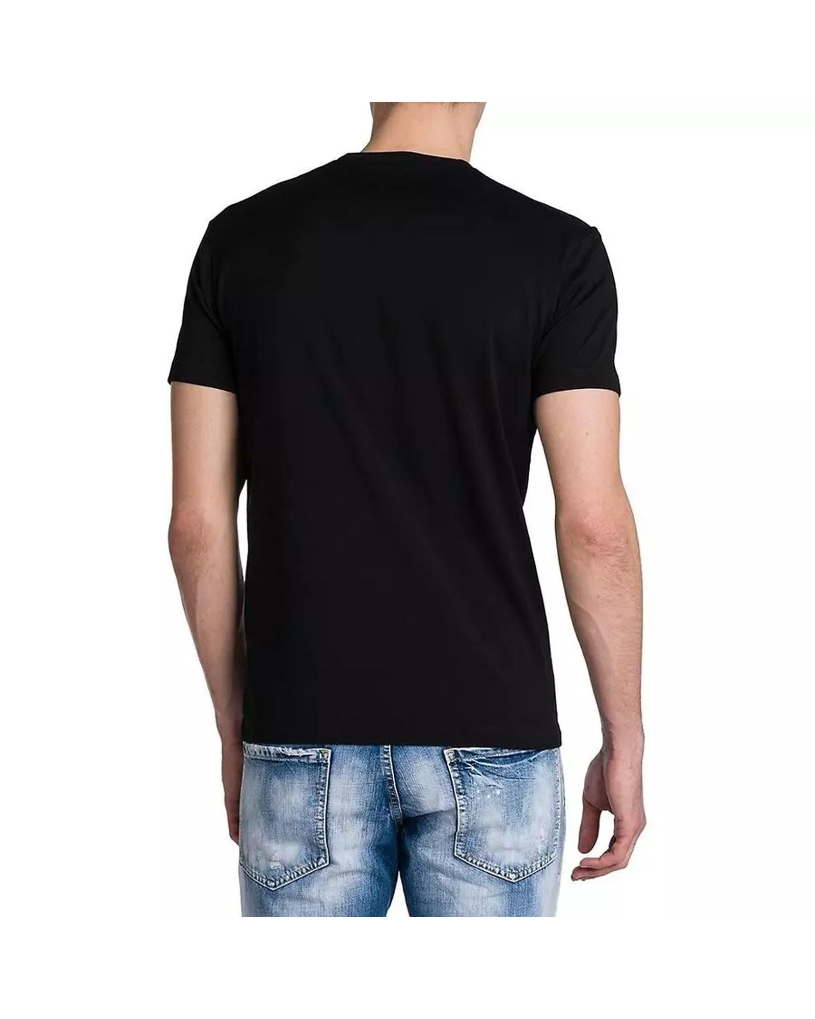 Black Graphic Print Cotton T-Shirt M Men