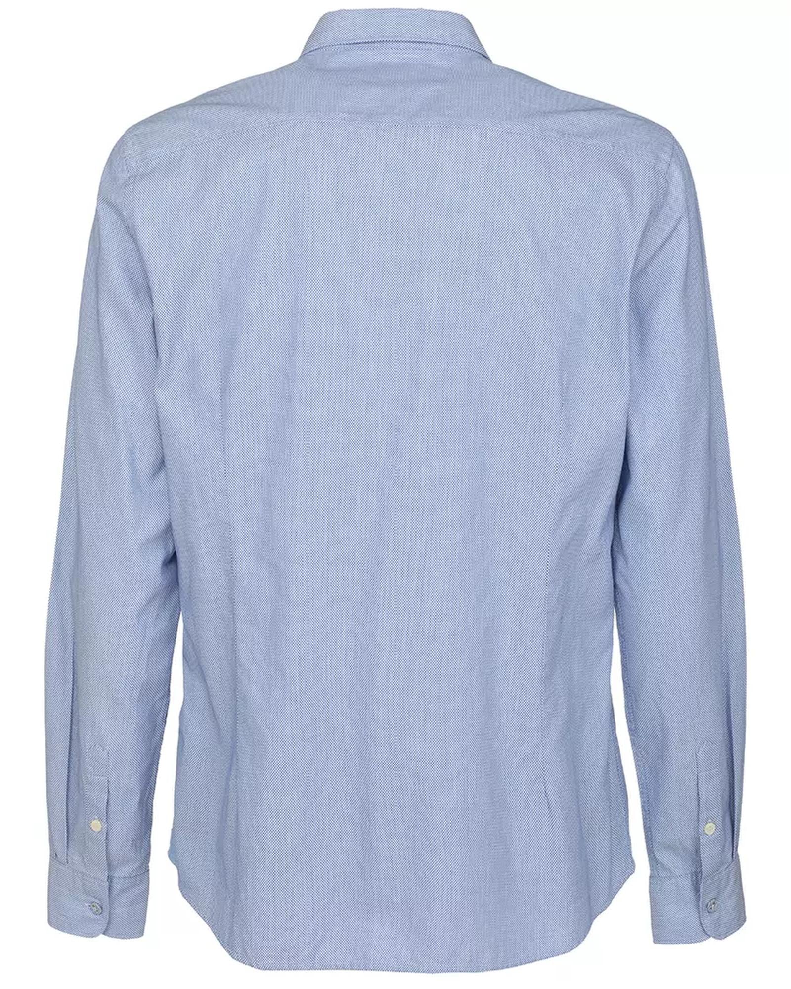 Blue Dot Pattern Long-Sleeved Cotton Shirt by Fred Mello M Men