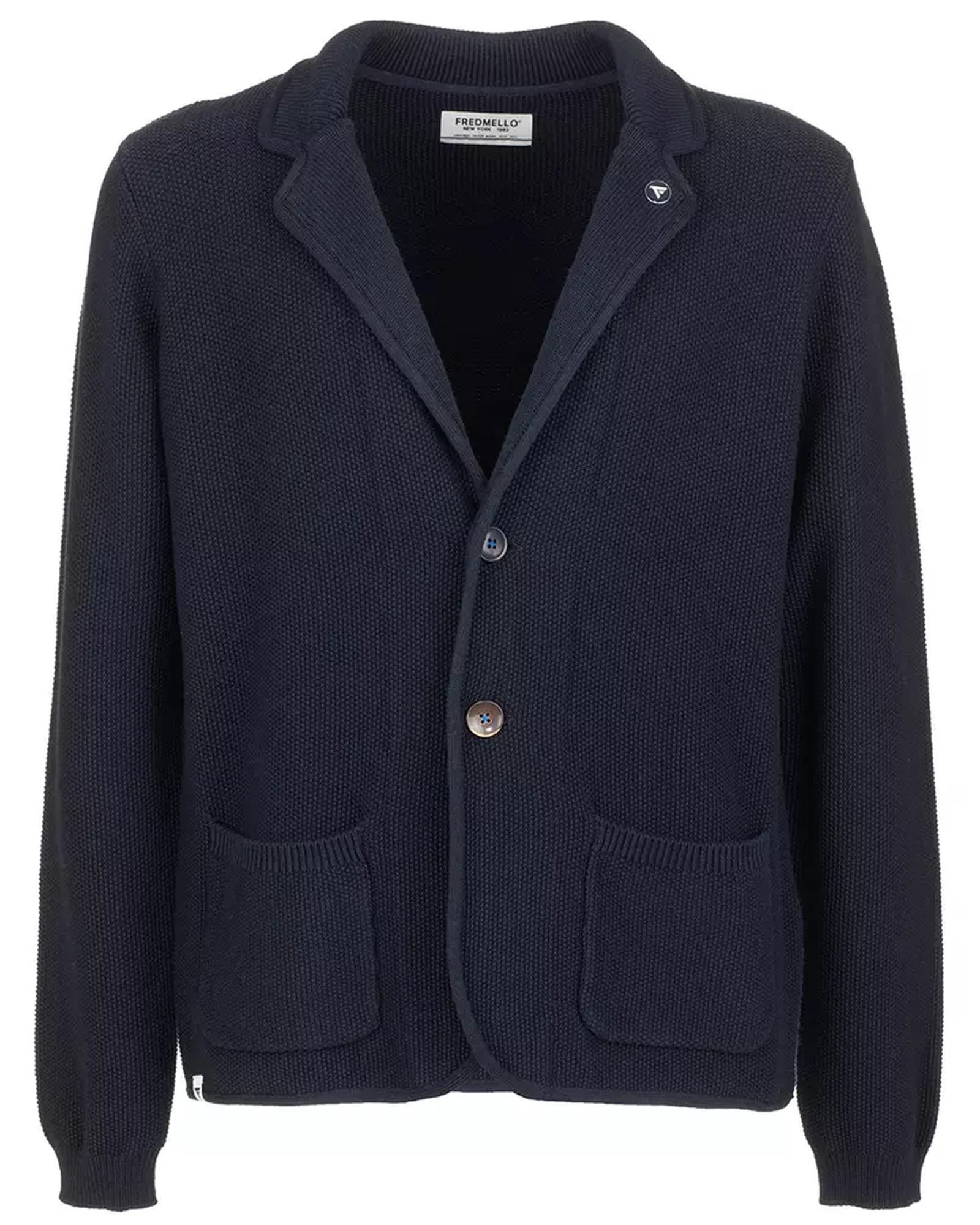 Dark Blue Cotton Sports Jacket with Two Button Closure and Front Pockets M Men