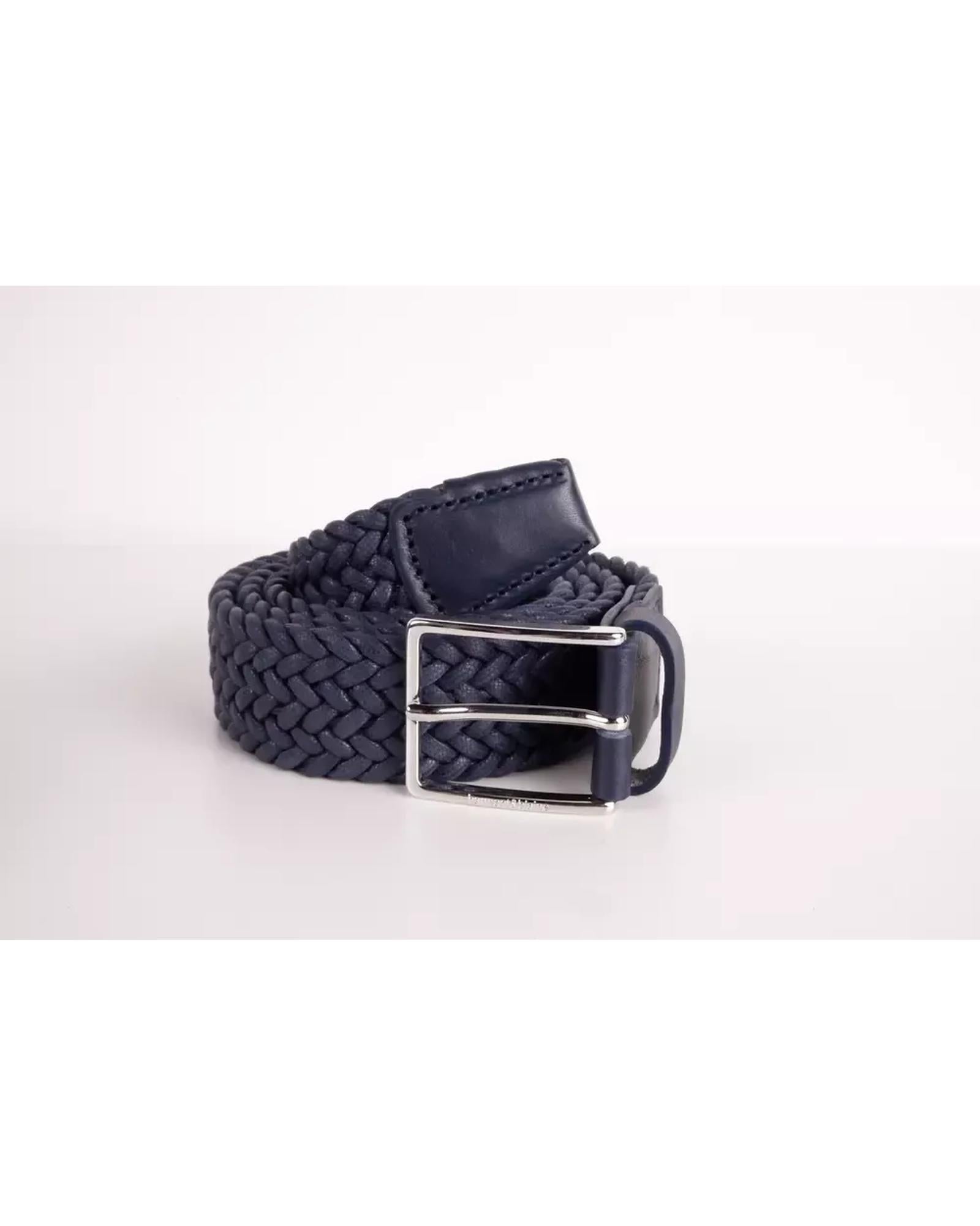 Harmont &amp; Blaine Dark Blue Fabric Belt with Engraved Logo Buckle 110 cm Men