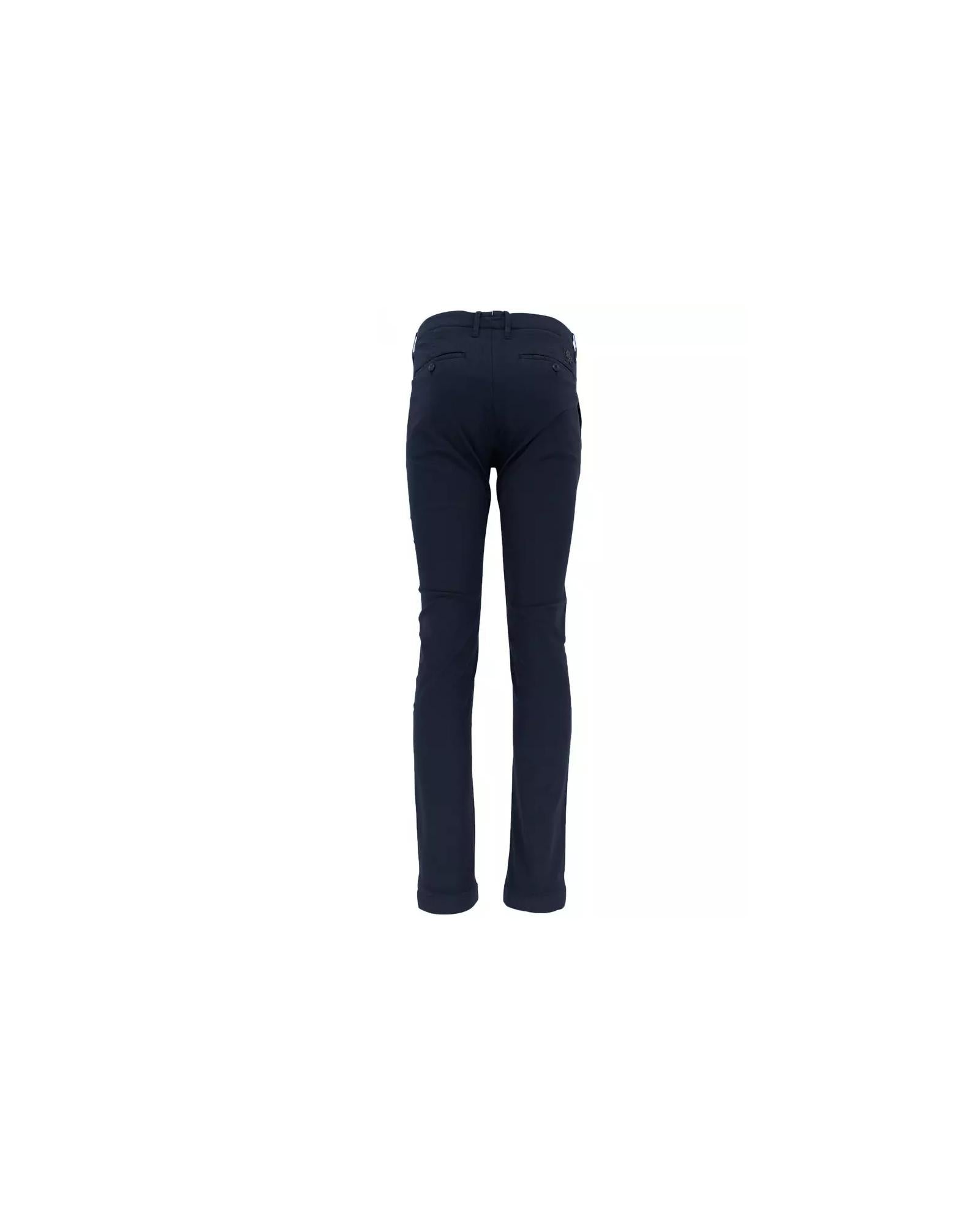 Navy Blue Cotton Chino Pants with Diagonal Pockets and Slim Fit W34 US Men