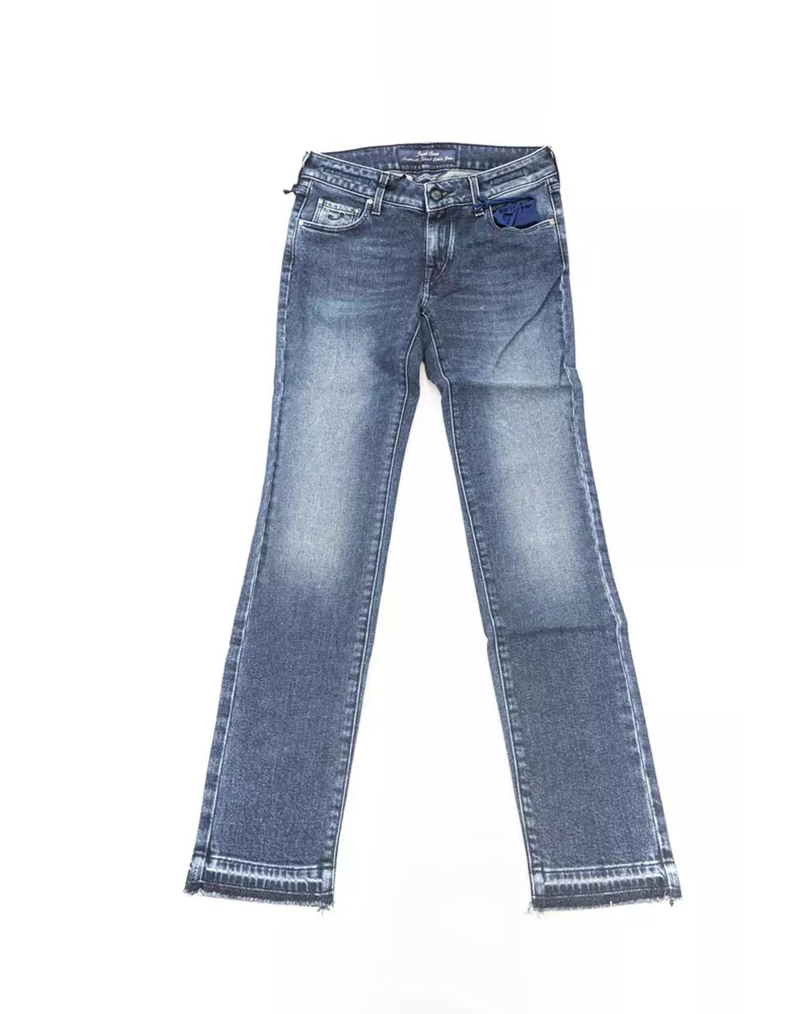 Slim 5-Pocket Jeans with Logo Details and Fringed Bottoms W31 US Women