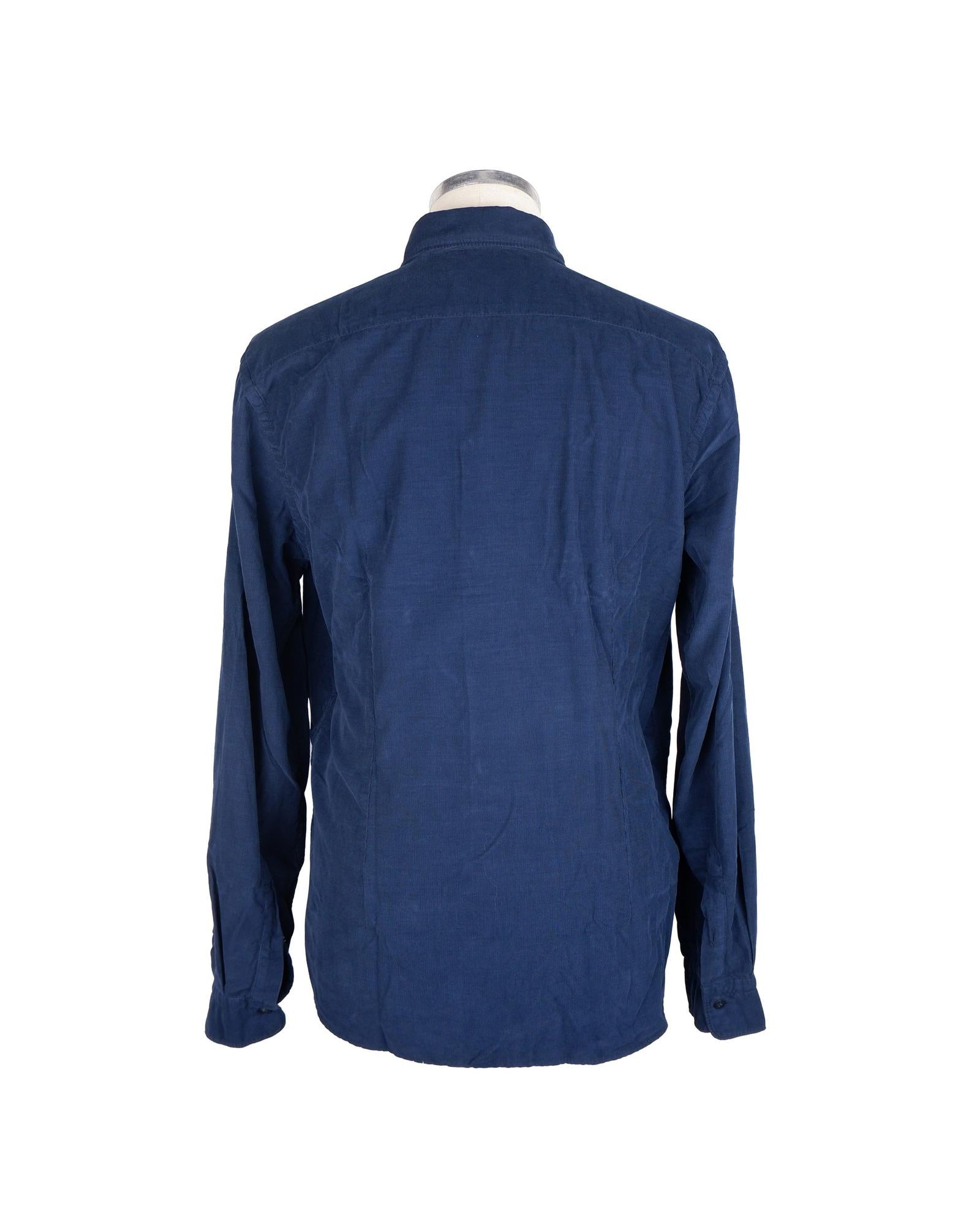 Cotton Velvet Logo Shirt with Button Closure - Long Sleeves S Men